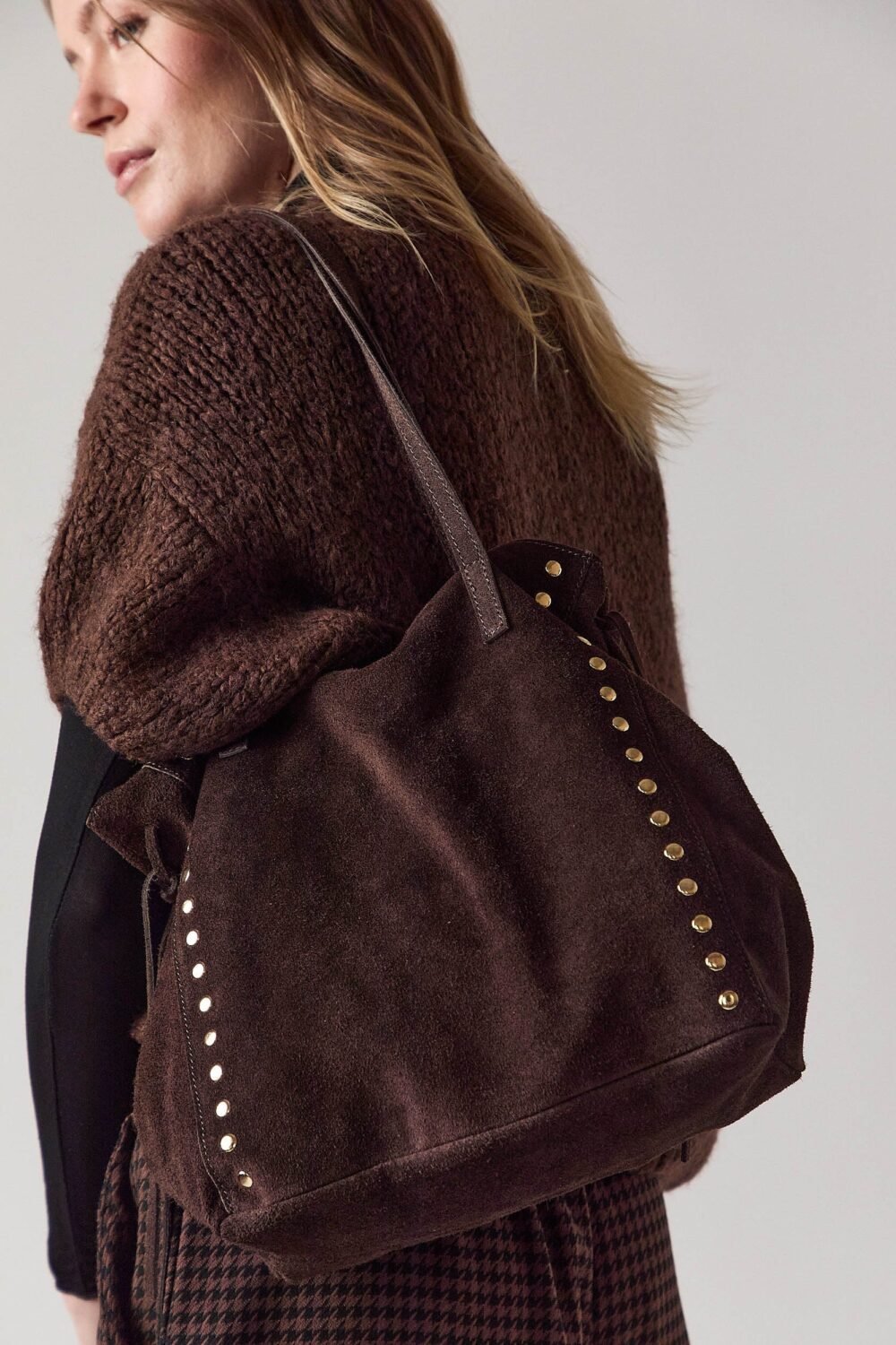 Bag tachas lazo marrón