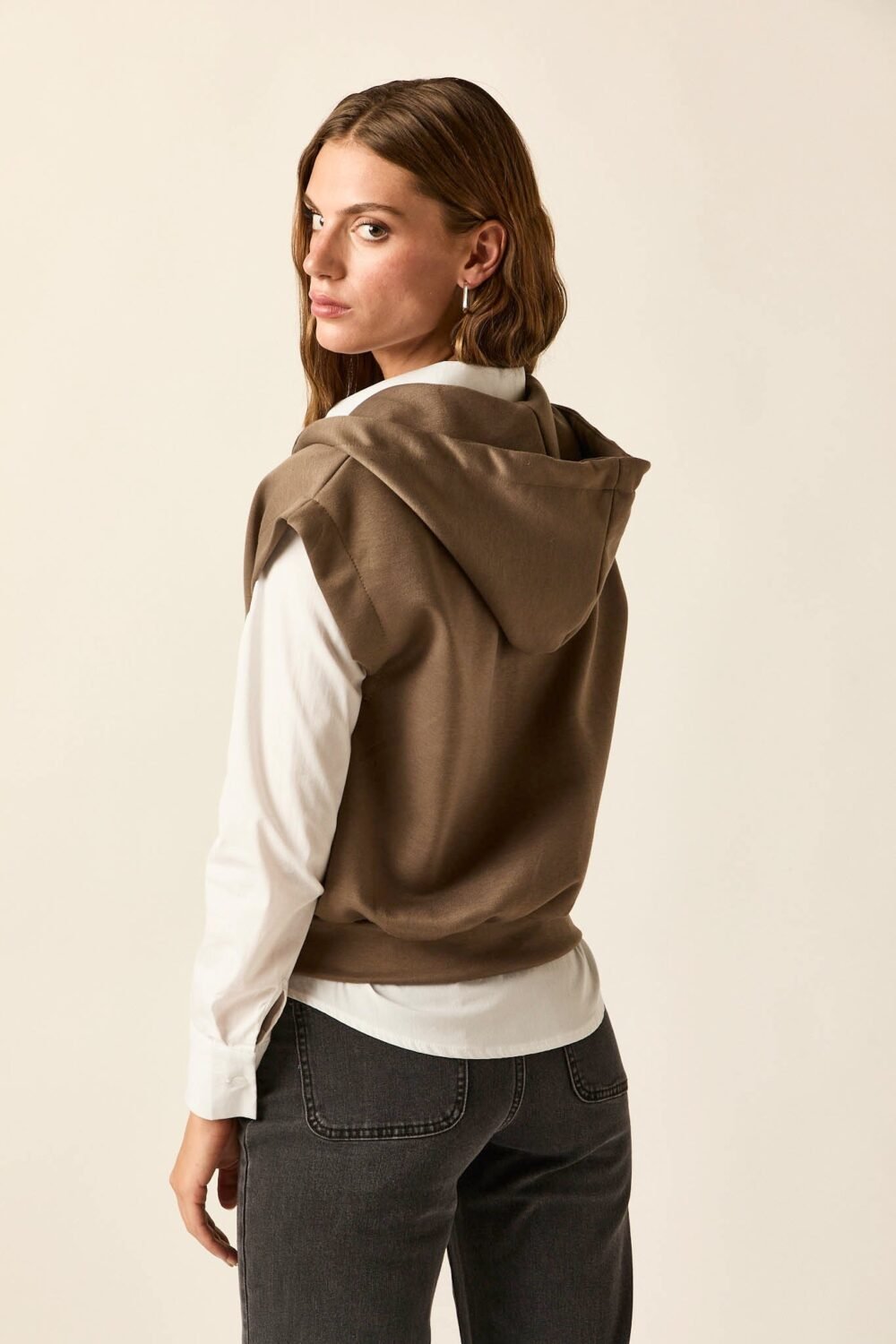 Vest felpa con capucha topo