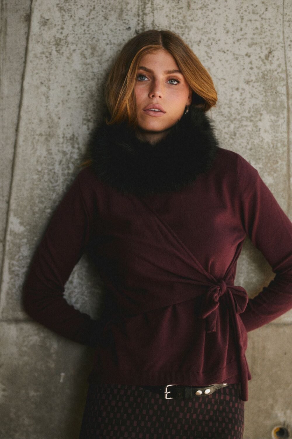 Jersey nudo lateral berenjena