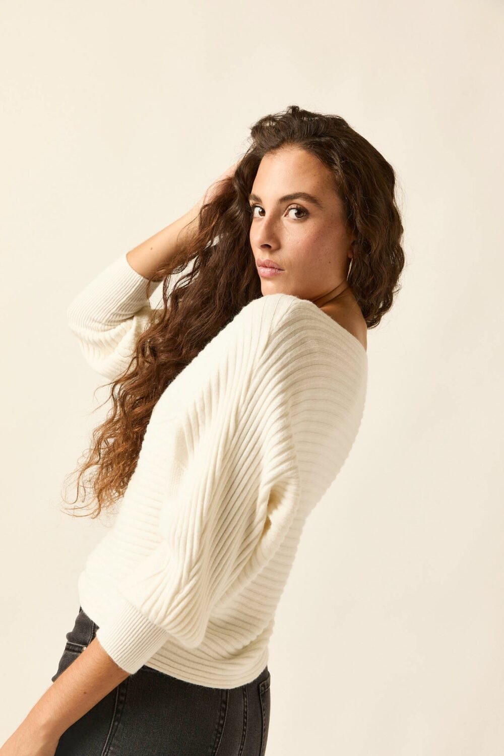 Jersey rayas horizontales crema