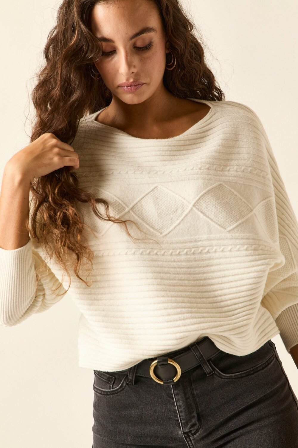 Jersey rayas horizontales crema