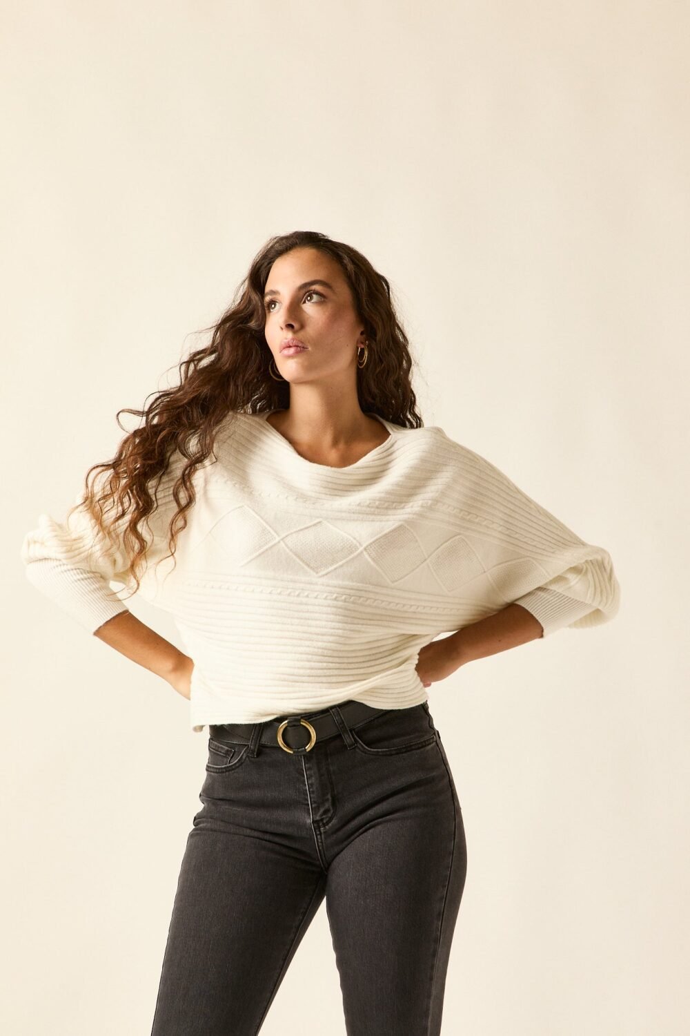 Jersey rayas horizontales crema