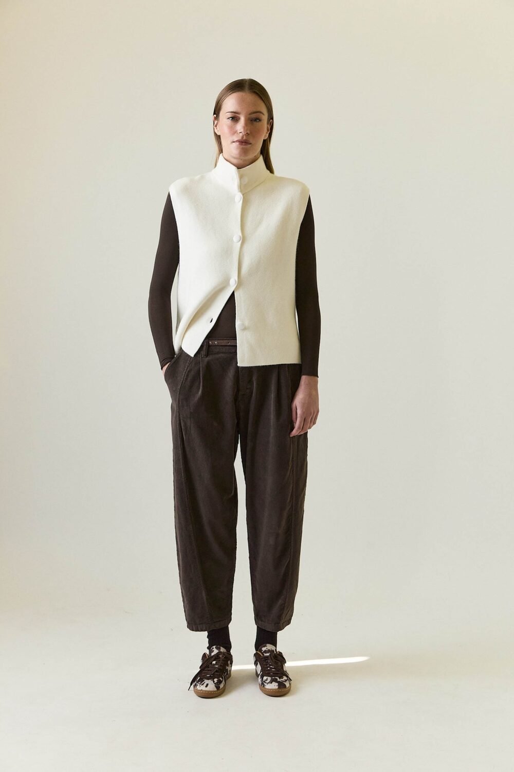 Vest botones forrado natural