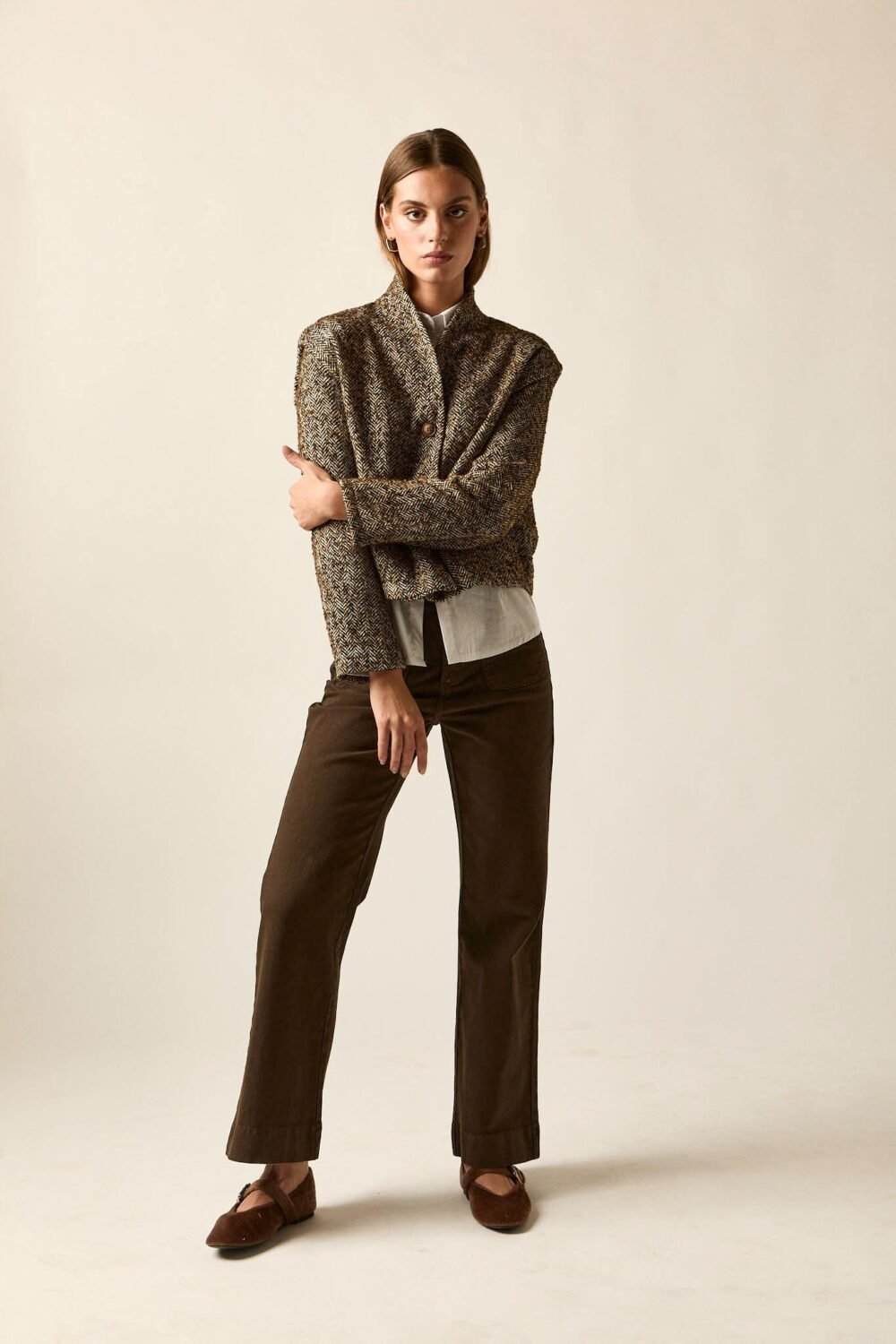 Jeans pockets marrón dos botones