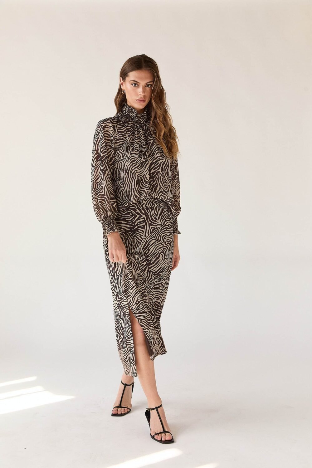 Falda gasa cebra marrón