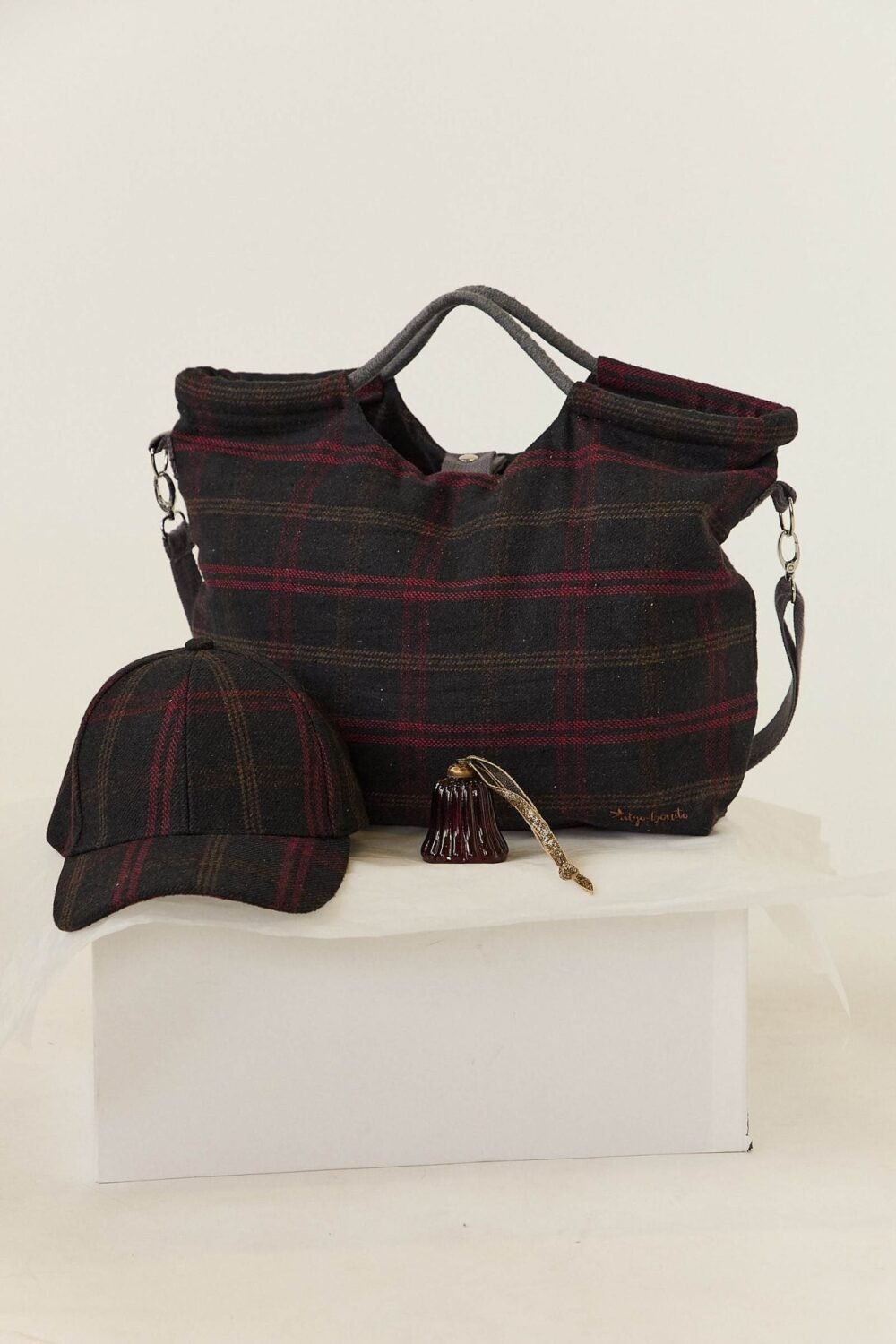 Bag bandolera cuadros azul marino