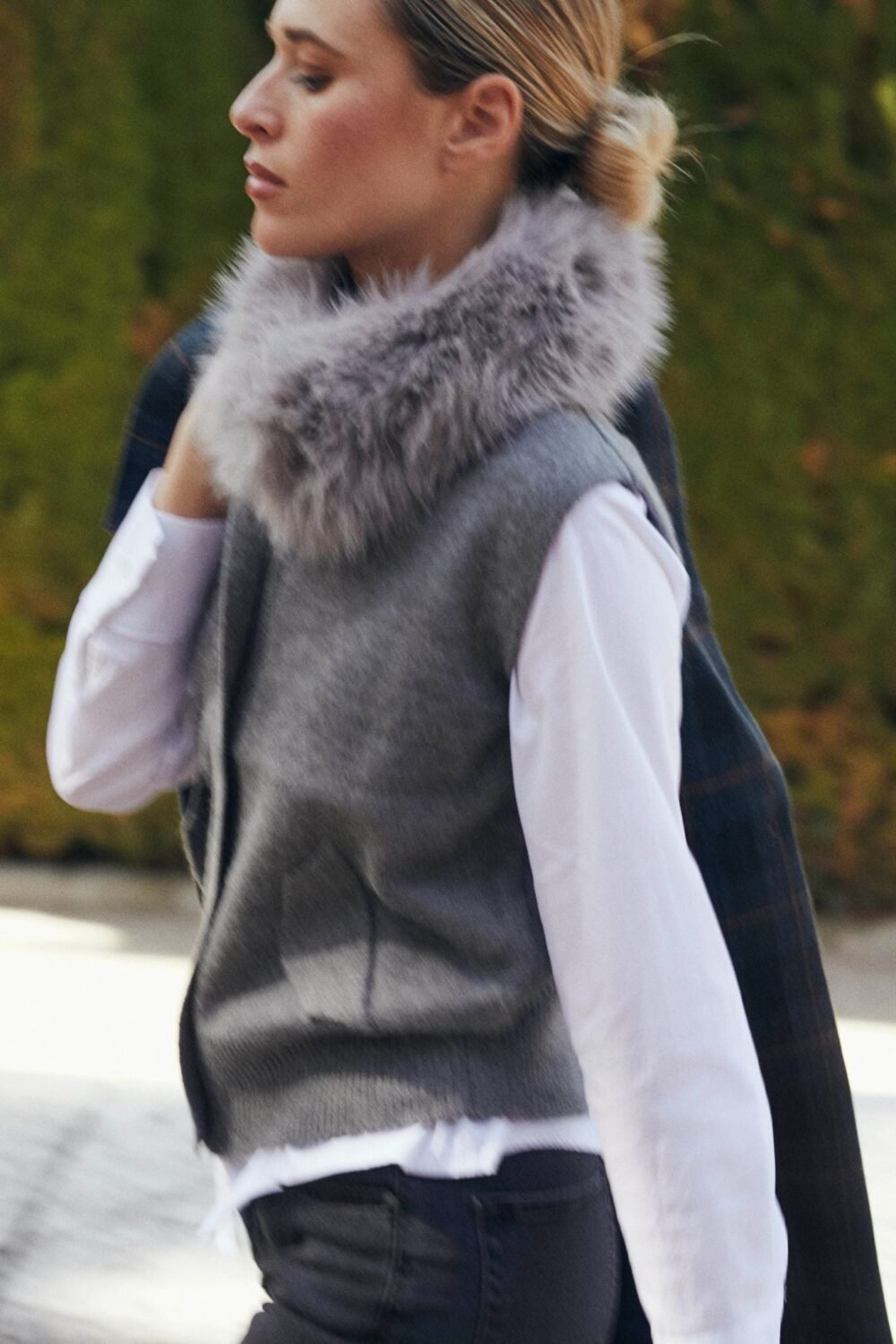 Vest punto cremallera gris