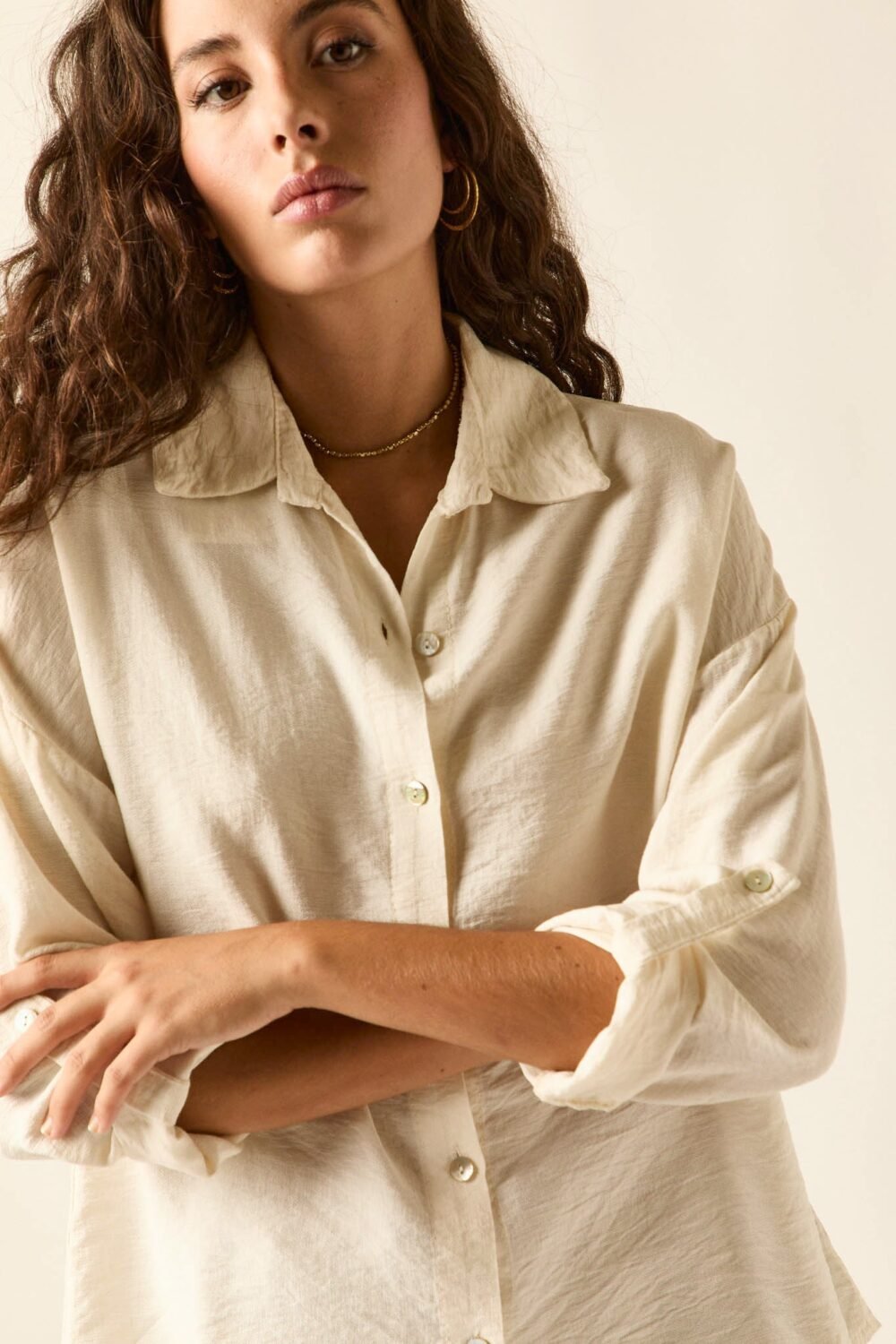 Camisa lisa fluida blanco