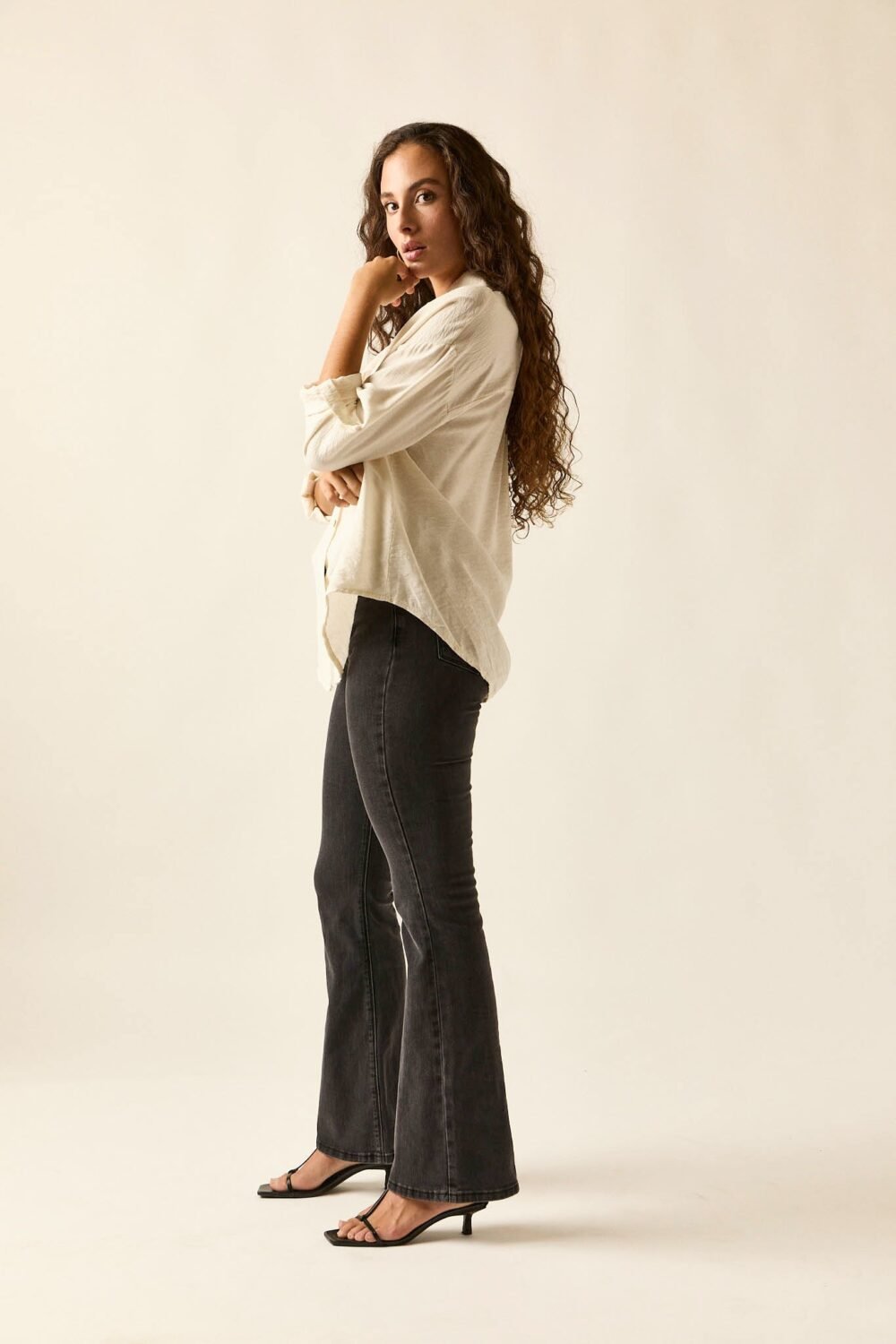 Camisa lisa fluida blanco