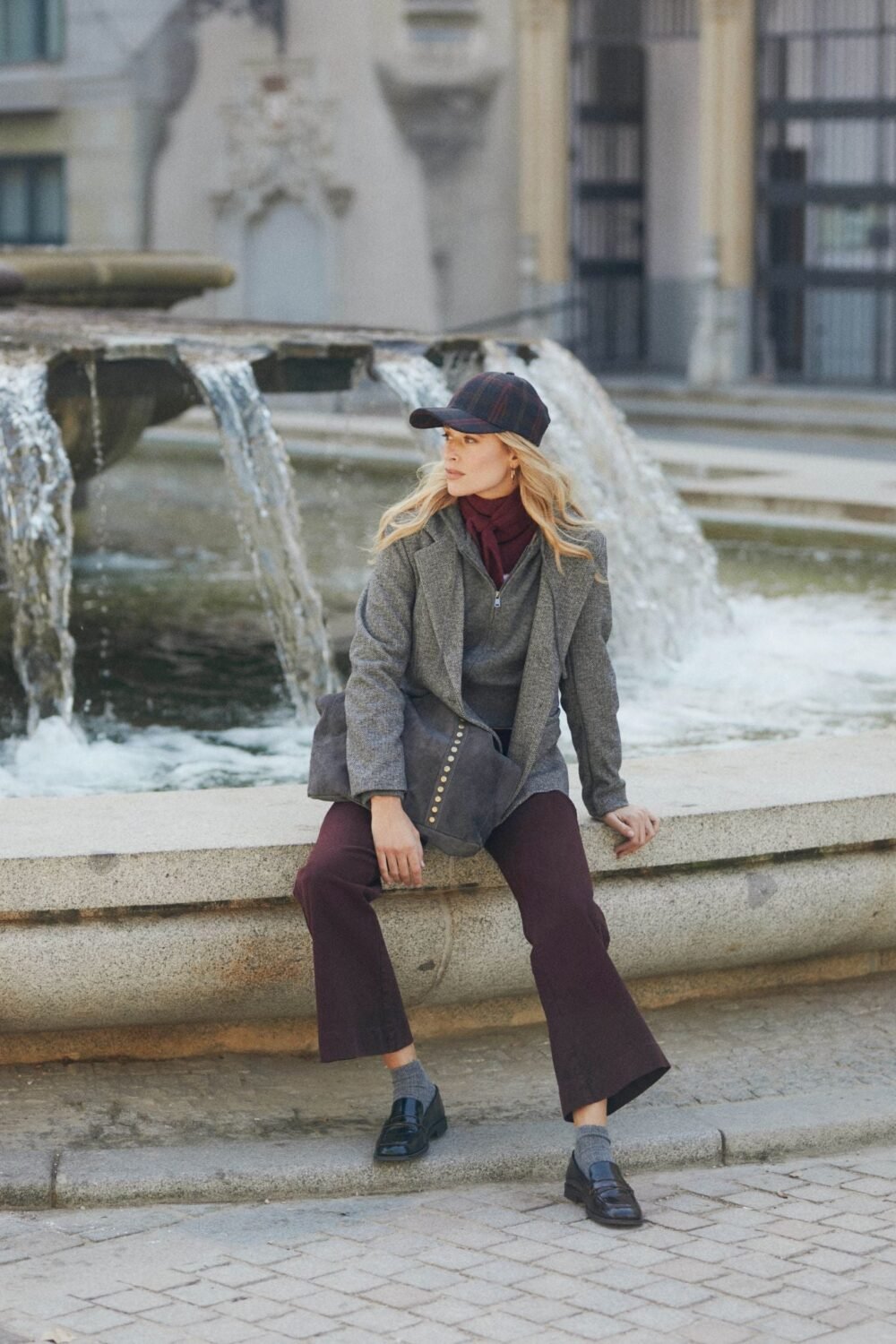 Jeans pockets burdeos