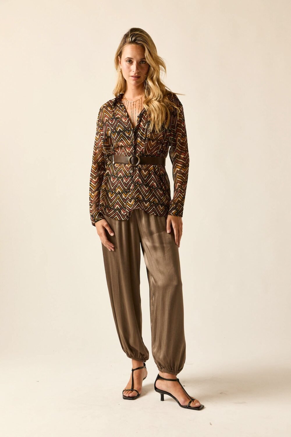 Blusa gasa print zigzag