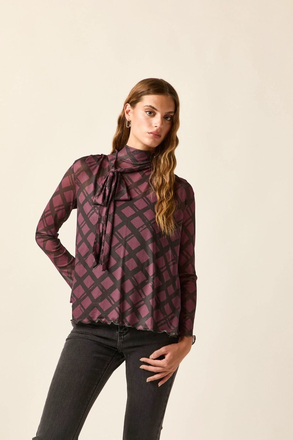 Blusón lazada berenjena