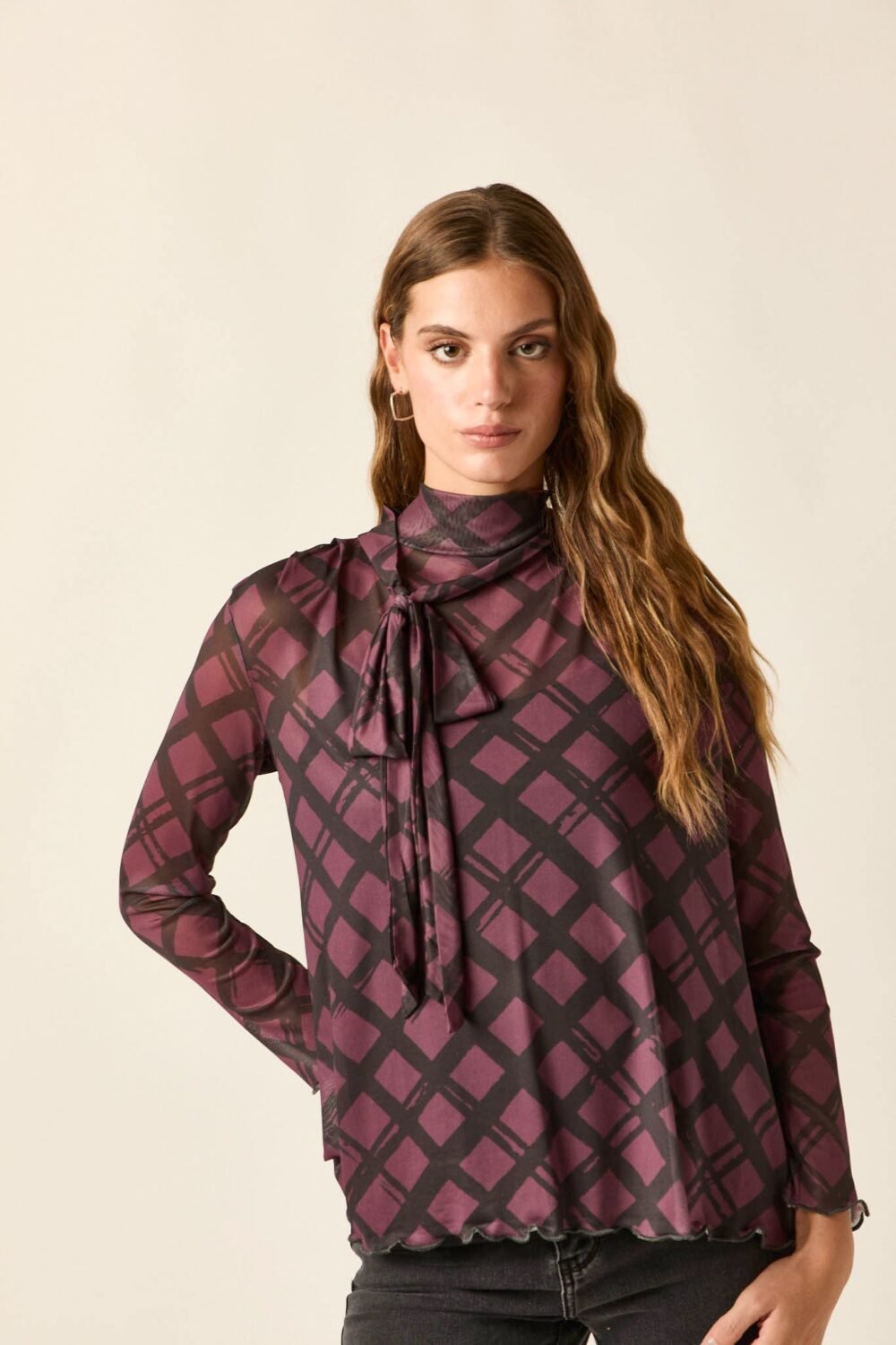 Blusón lazada berenjena