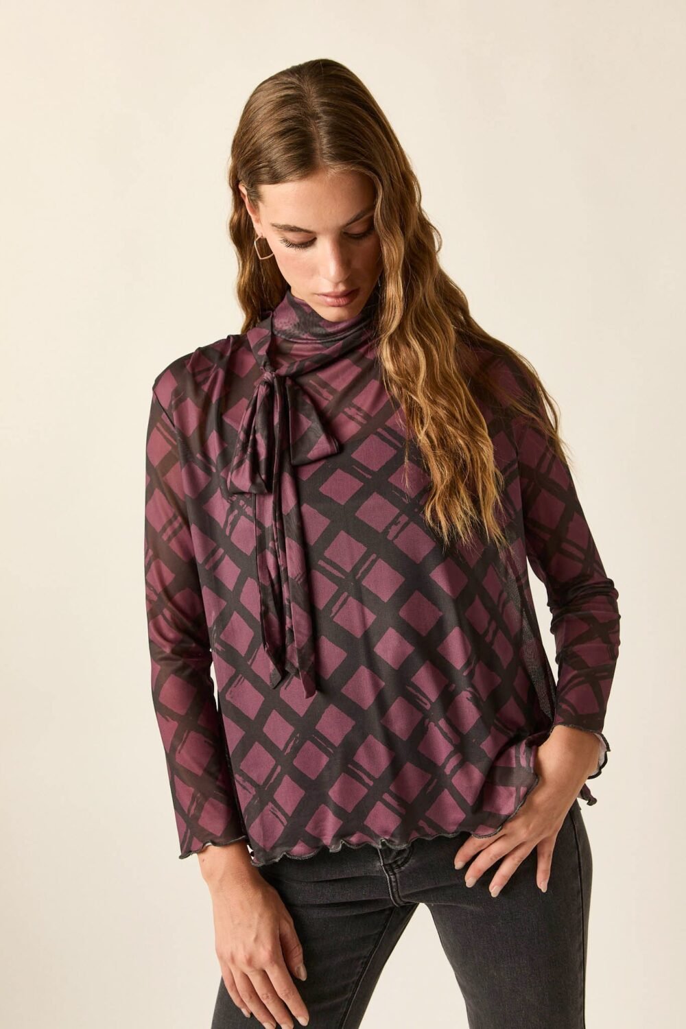 Blusón lazada berenjena