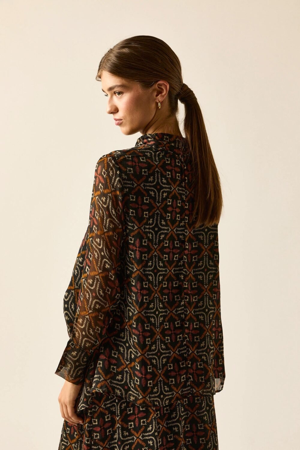 Blusa gasa lazo print étnico