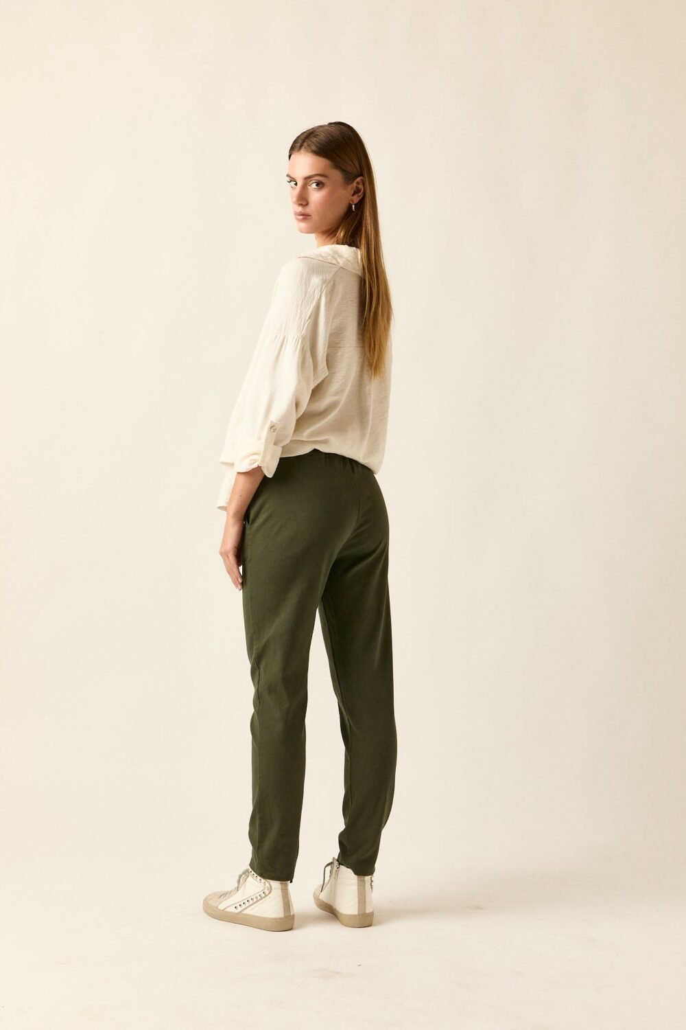 Pantalón algodón cordón verde kaki