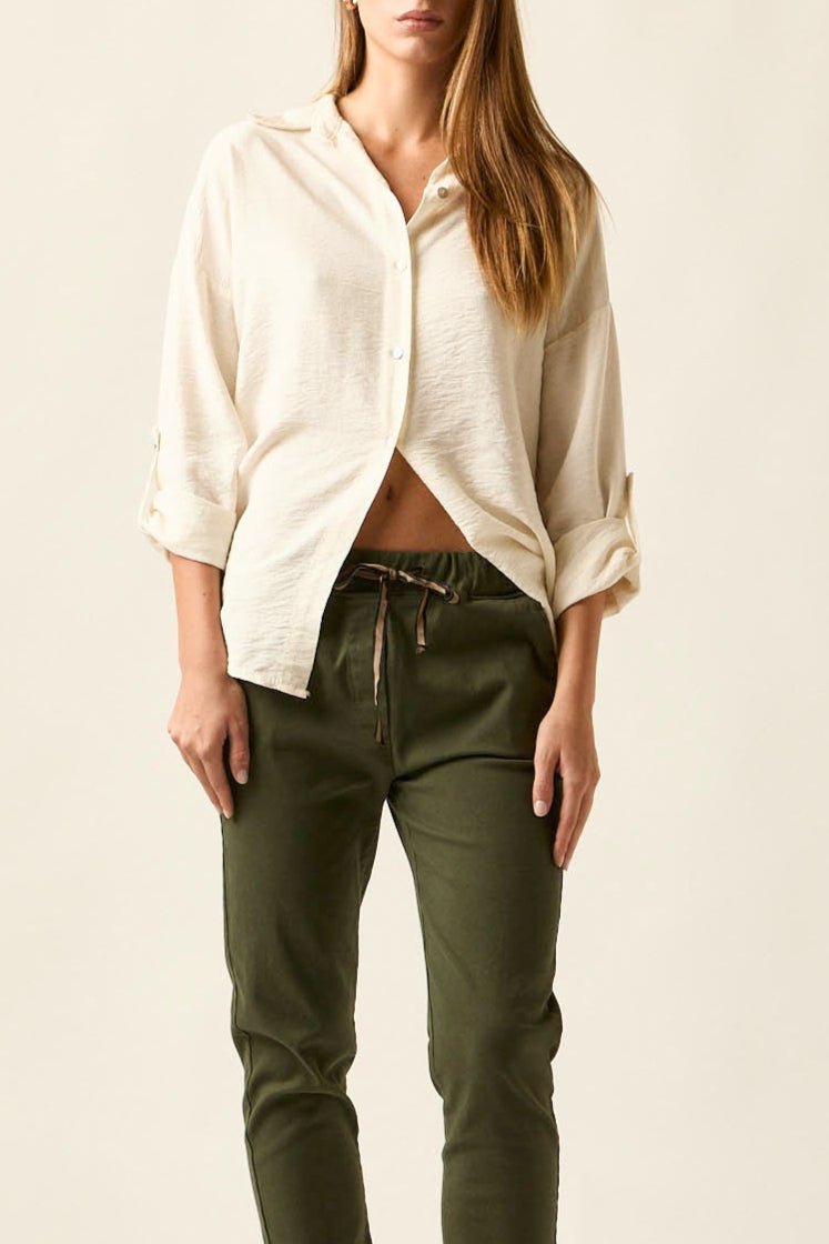 Pantalón algodón cordón verde kaki