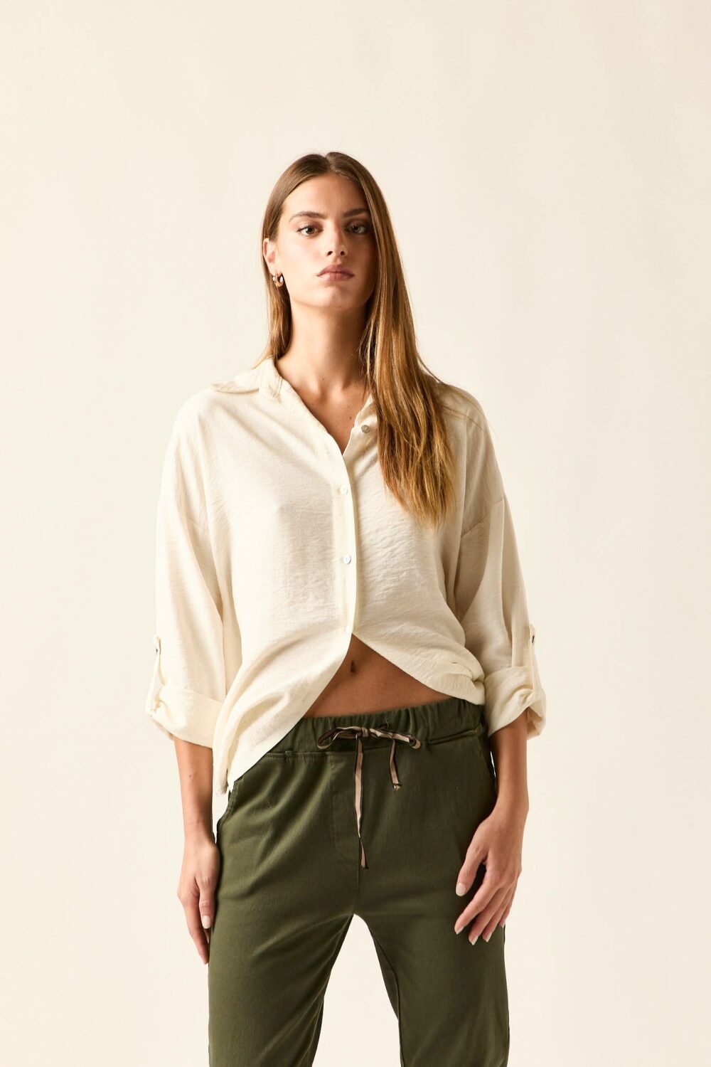 Pantalón algodón cordón verde kaki