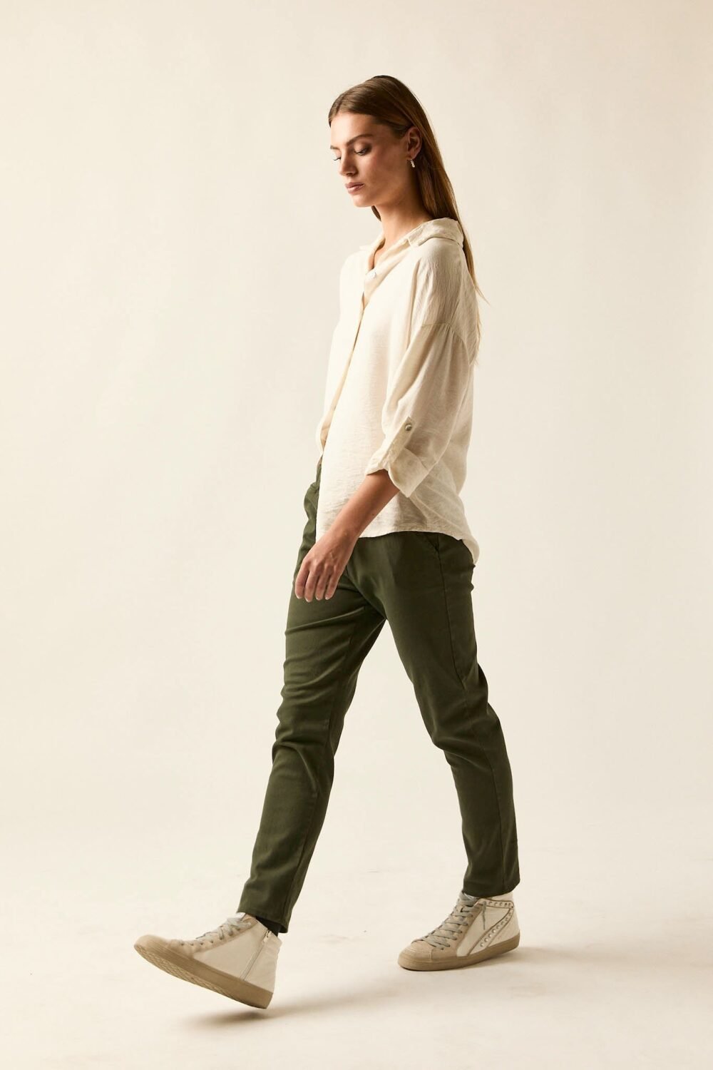 Pantalón algodón cordón verde kaki