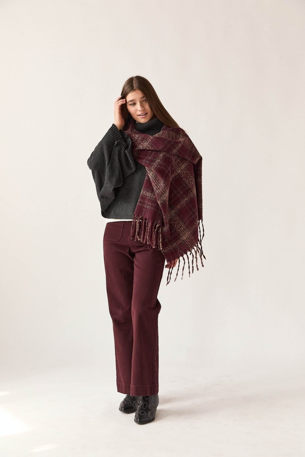 Jersey capa cuello vuelto gris