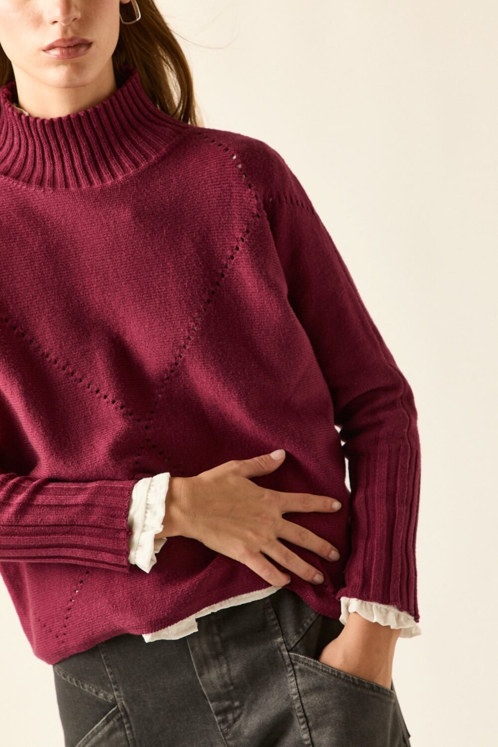 Jersey rombo calado vino