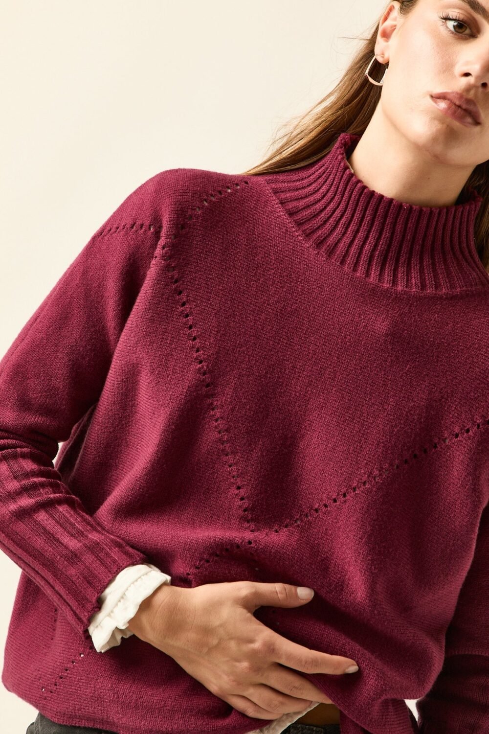 Jersey rombo calado vino