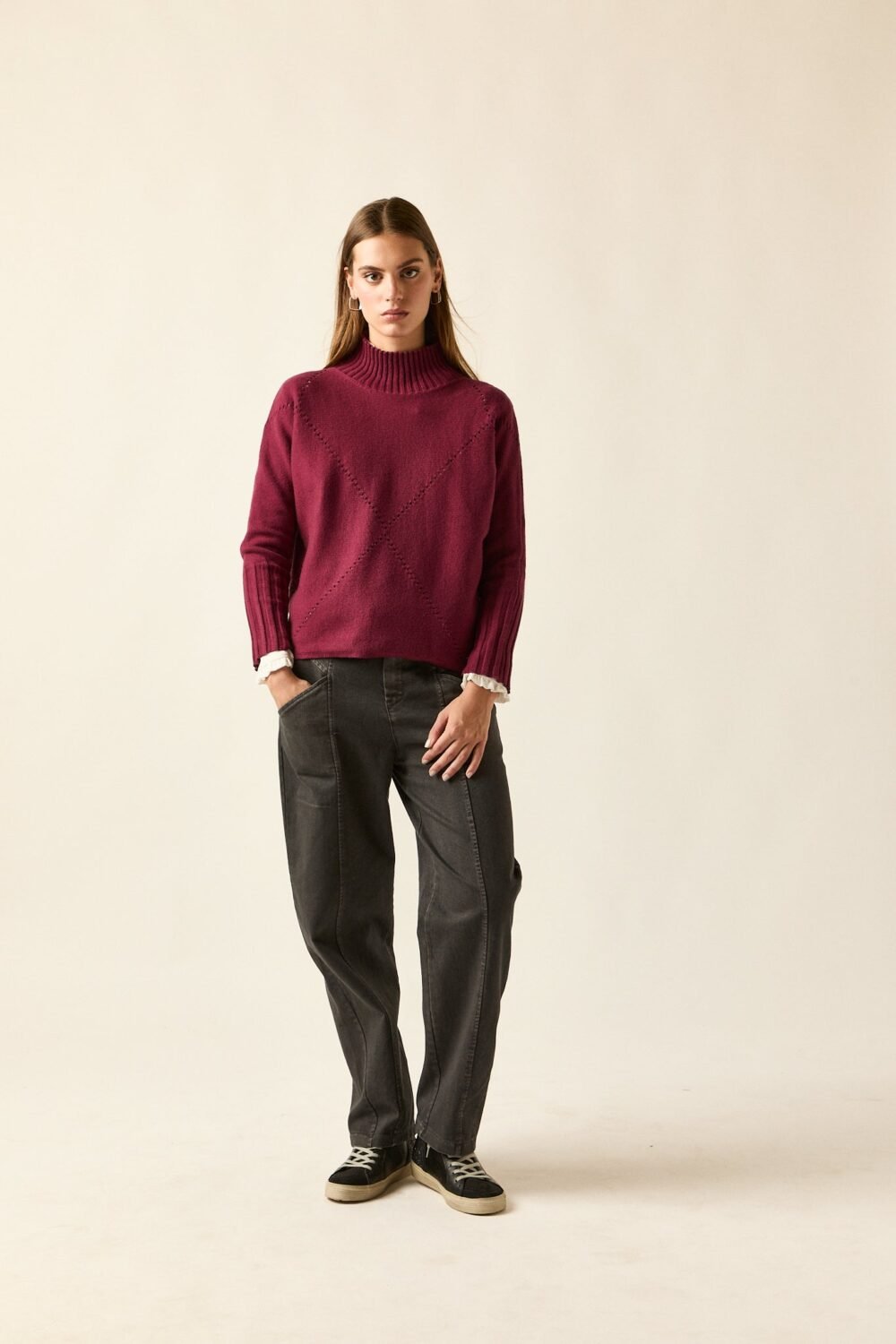 Jersey rombo calado vino