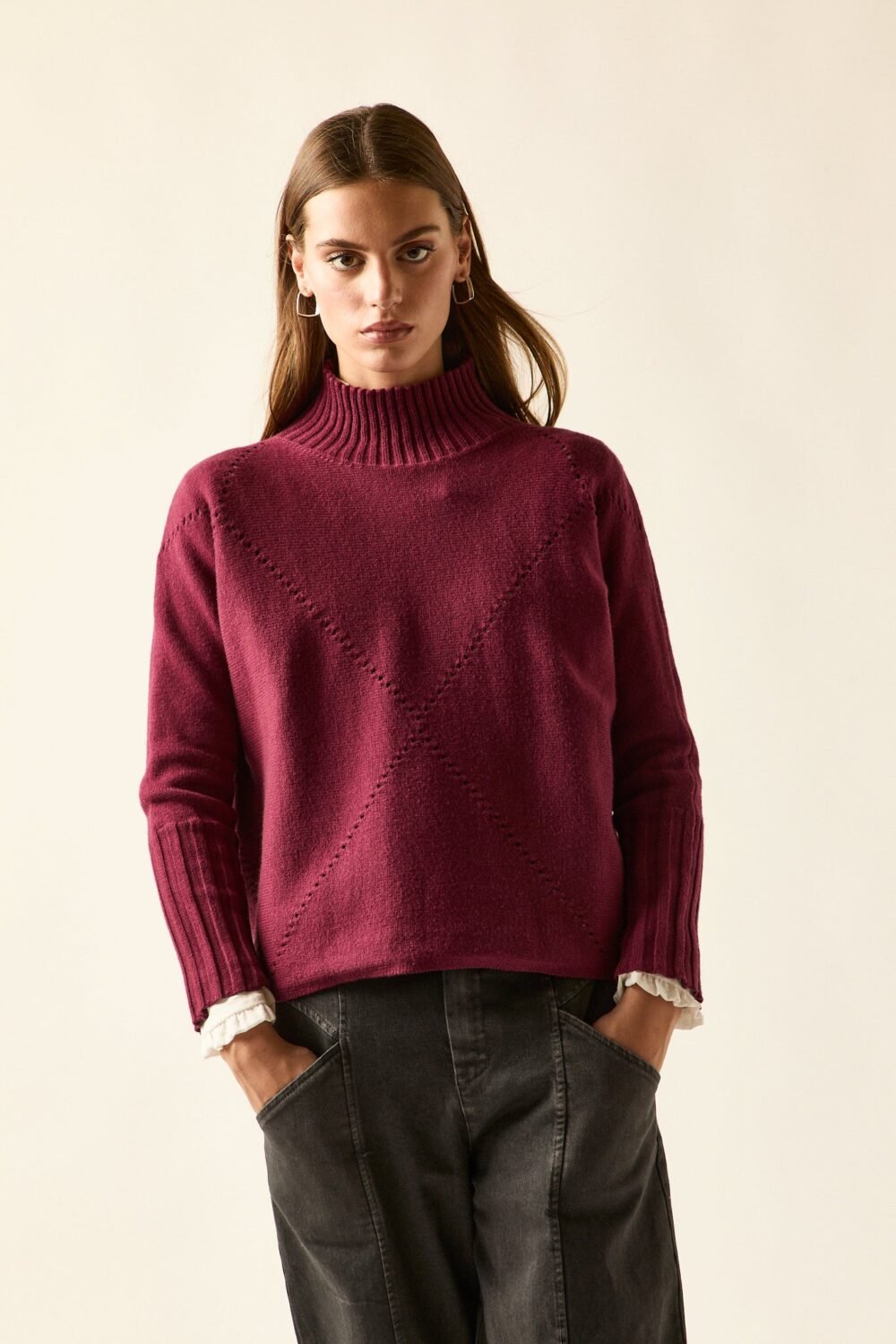 Jersey rombo calado vino