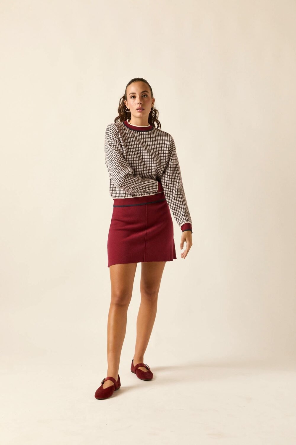 Falda mini punto vino