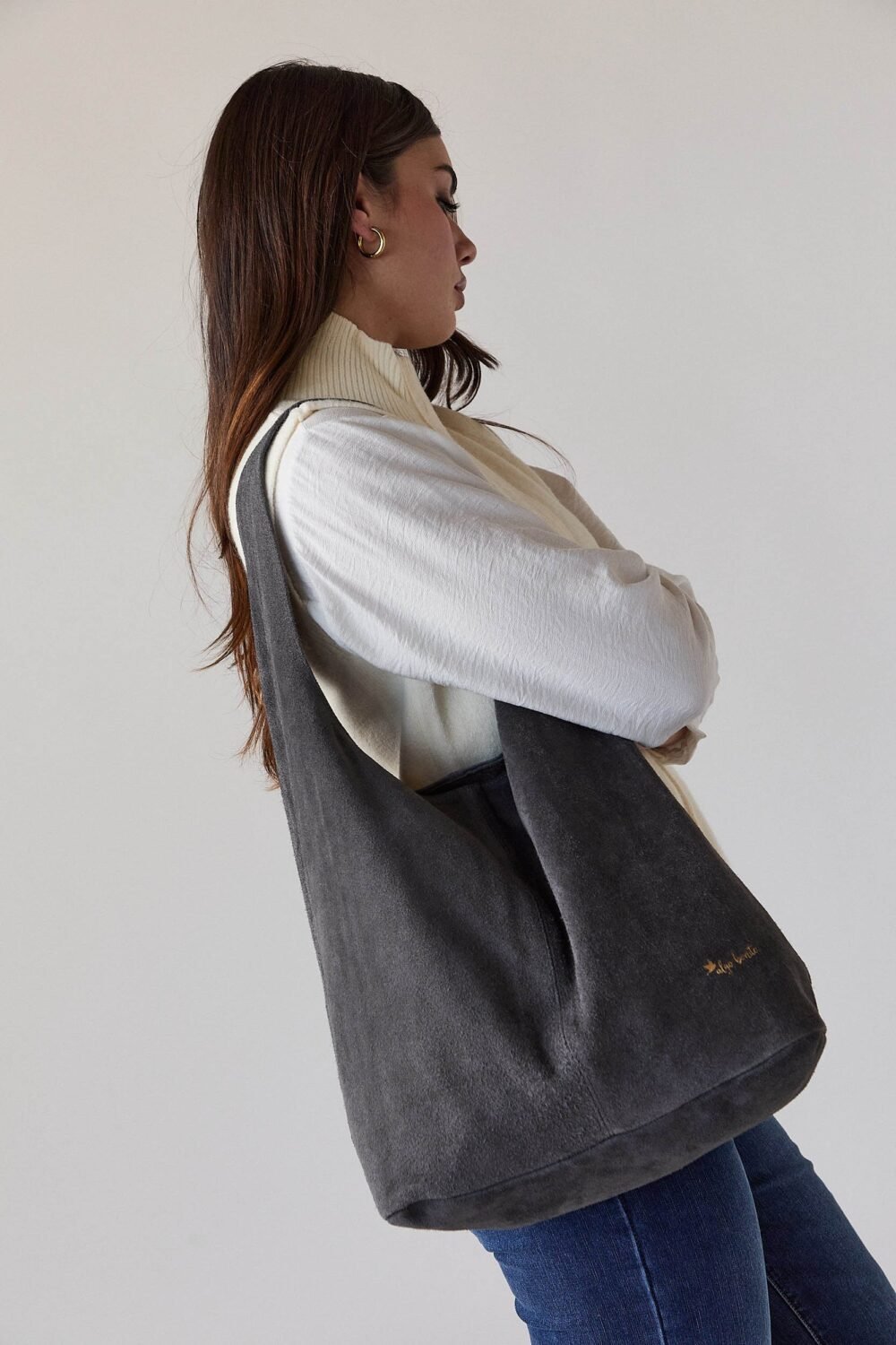 Bag ante gris con cremallera