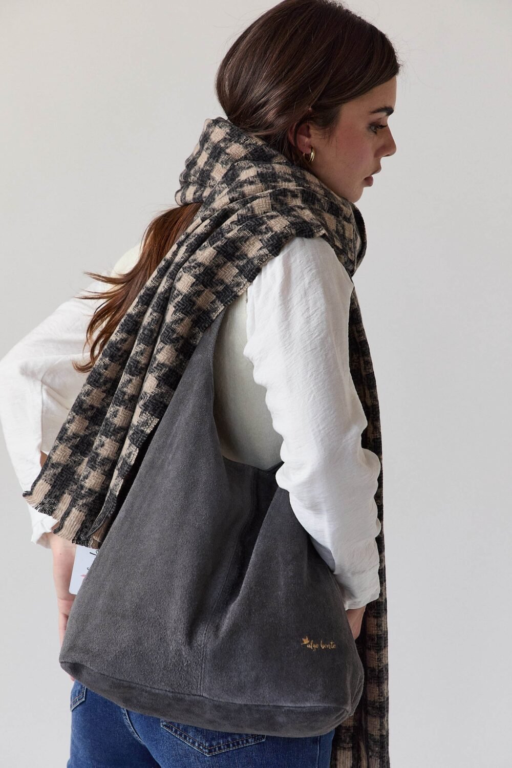 Bag ante gris con cremallera