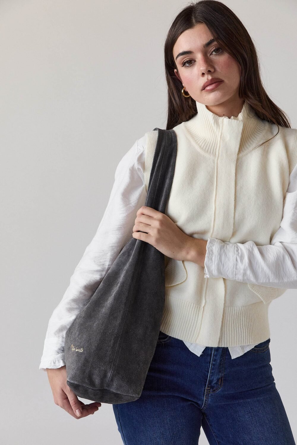 Bag ante gris con cremallera