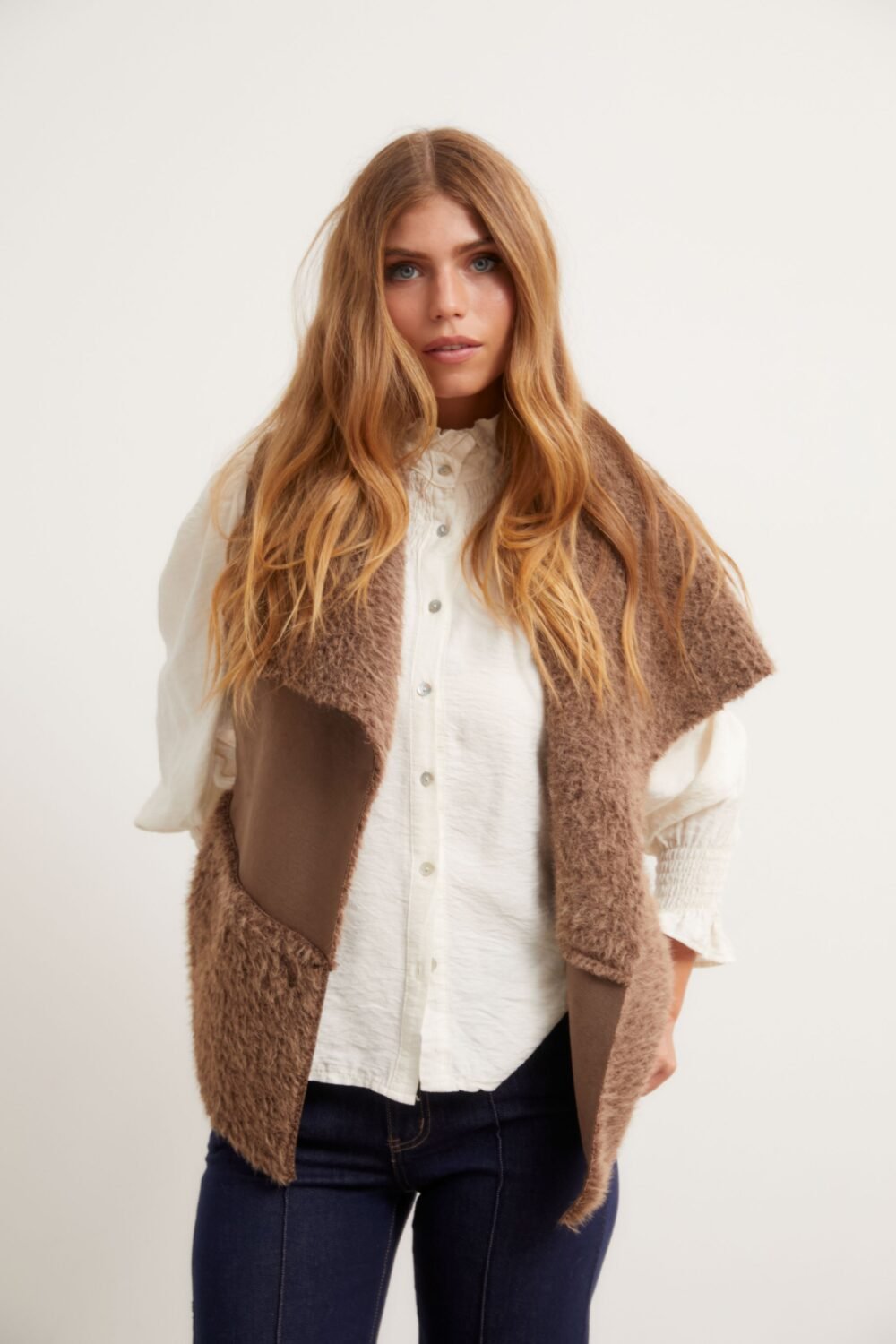 Vest pelo largo marrón