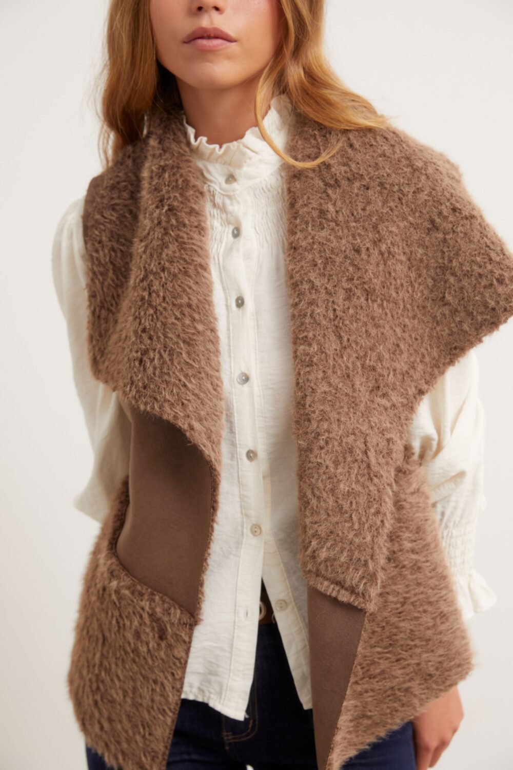 Vest pelo largo marrón