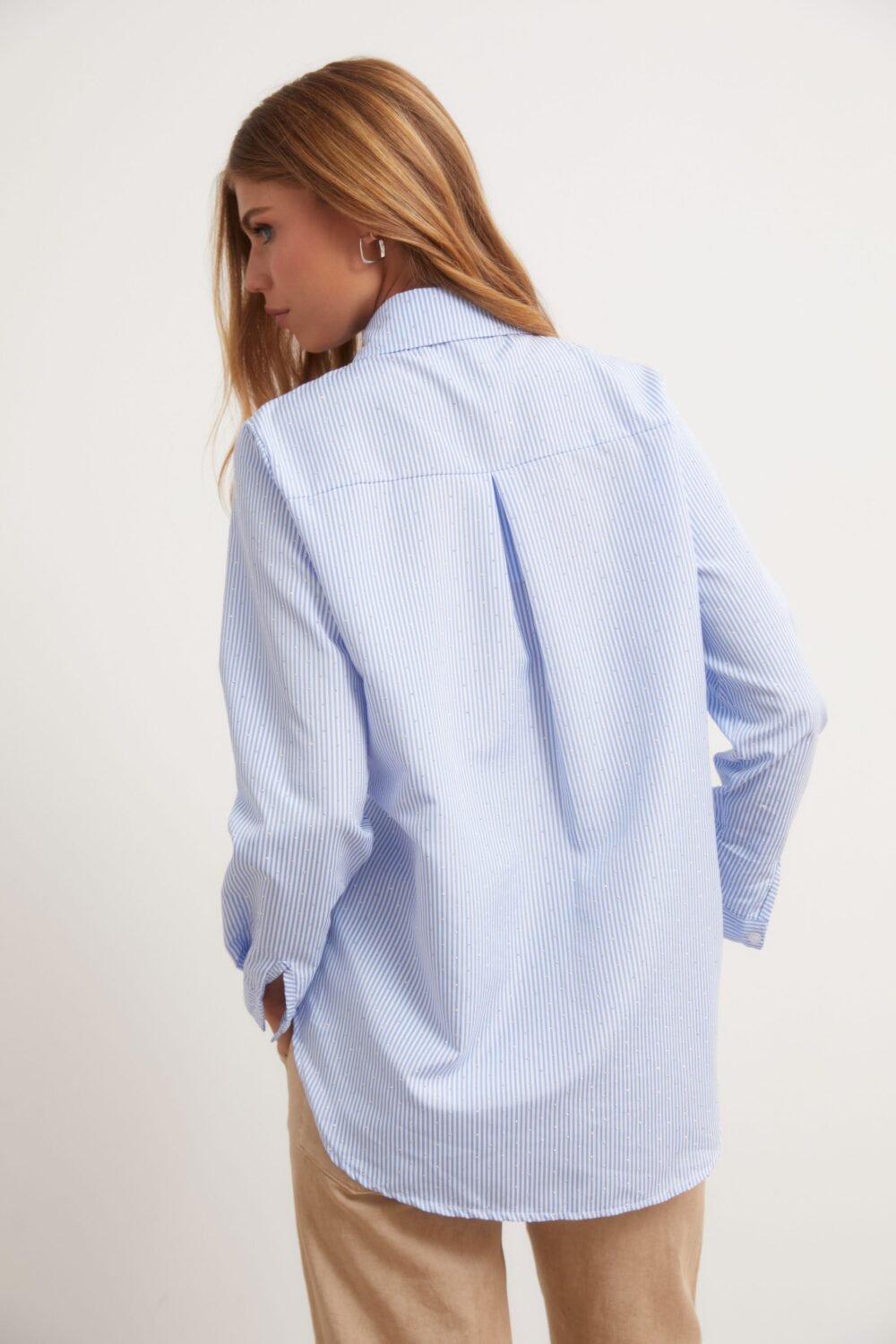 Camisa rayas brillo azul