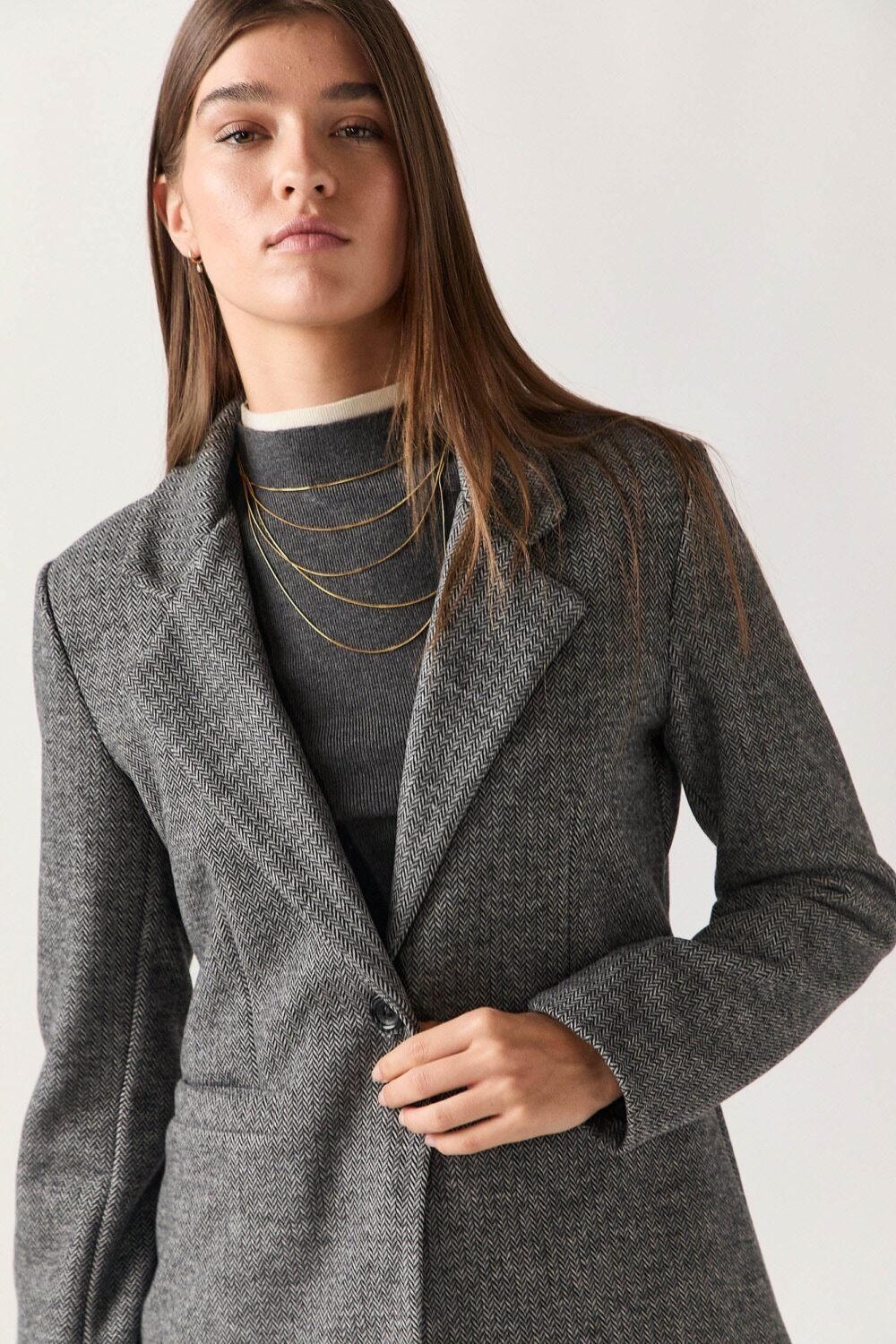 Americana paño espiga gris