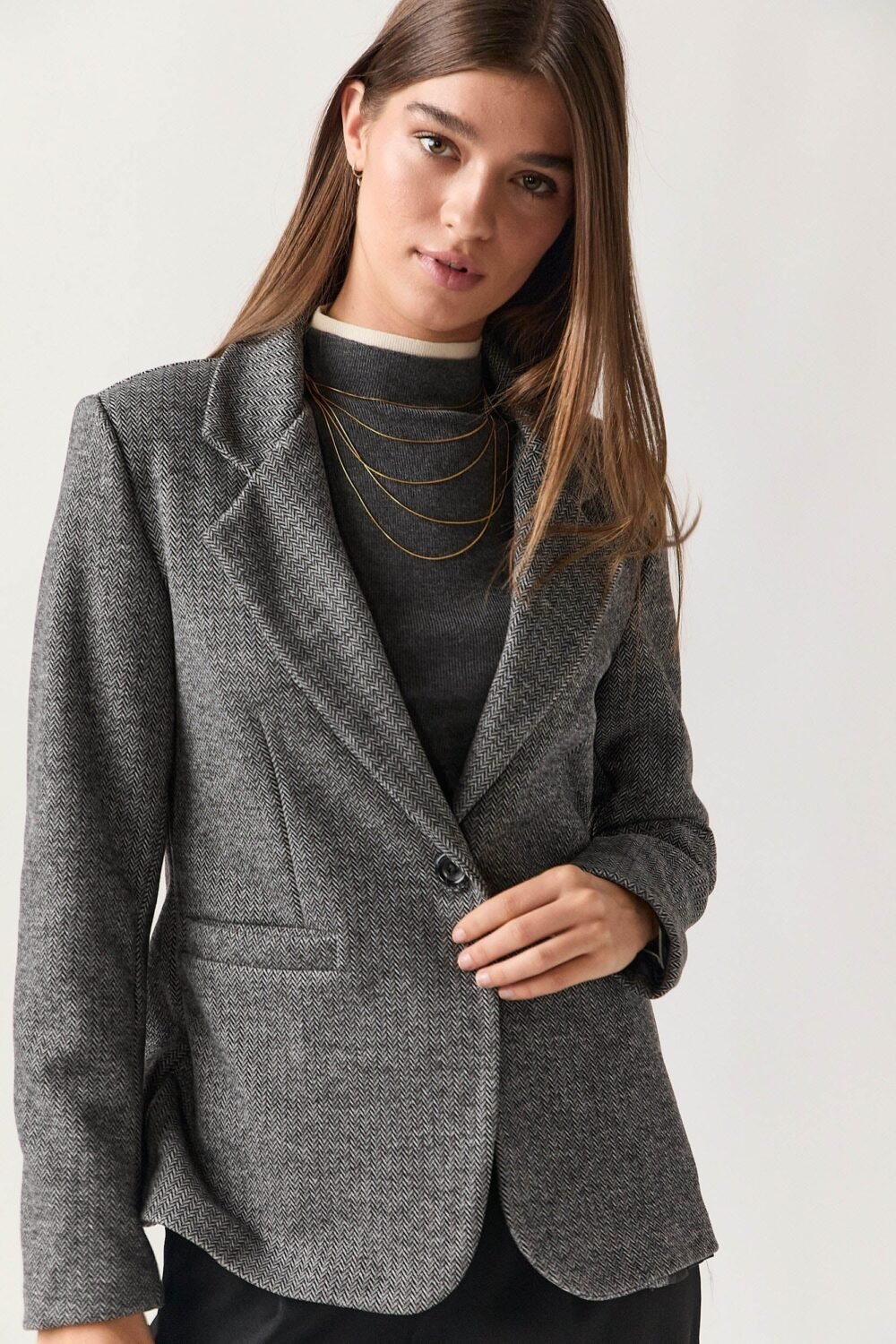 Americana paño espiga gris