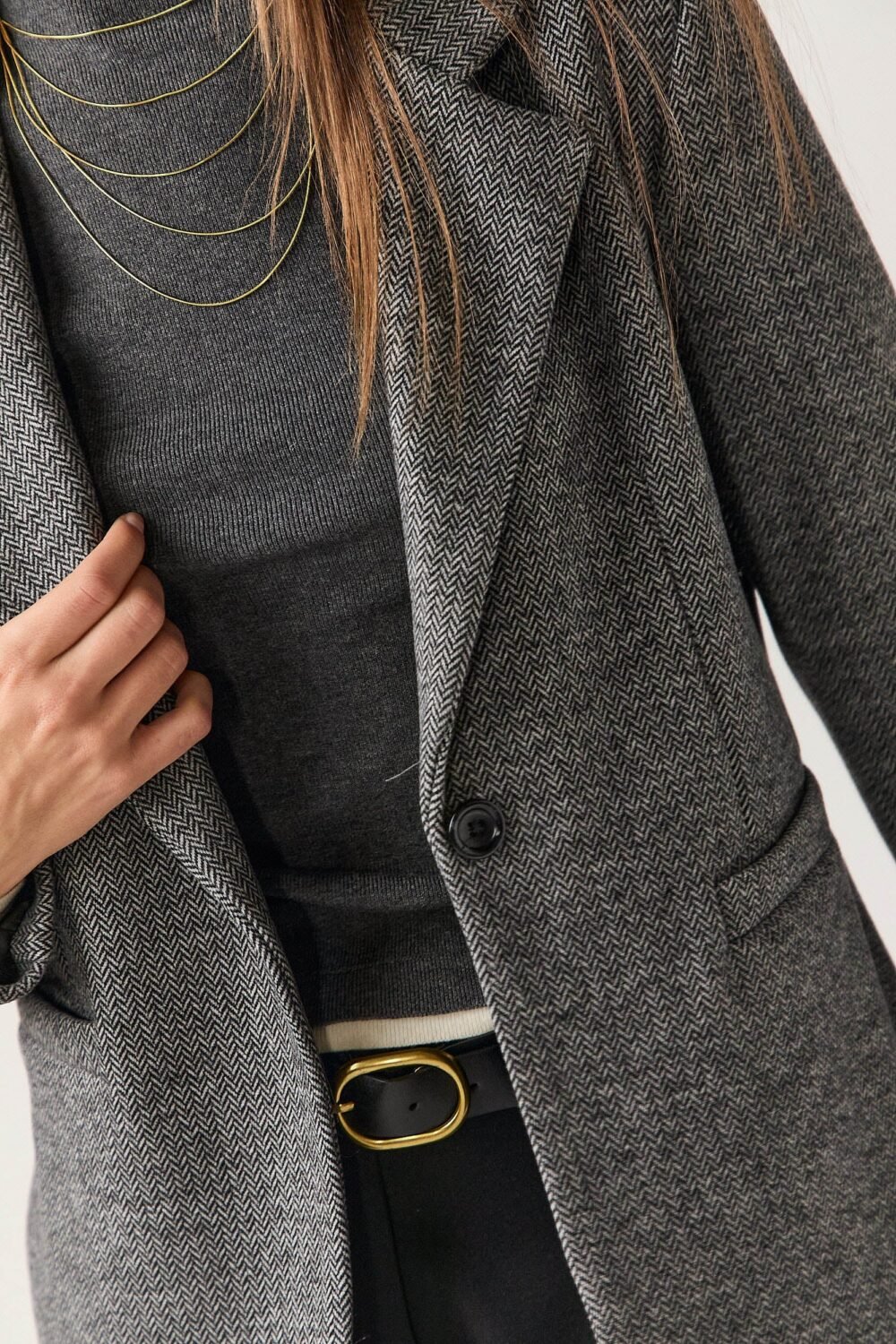 Americana paño espiga gris