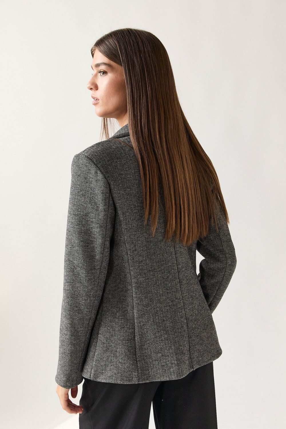 Americana paño espiga gris