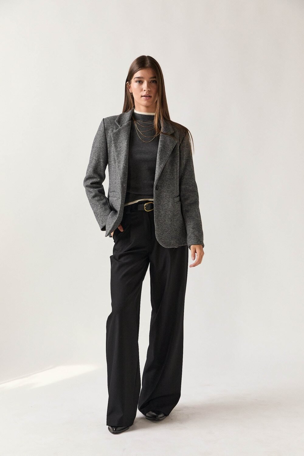 Americana paño espiga gris