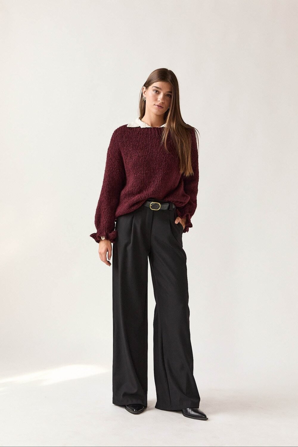 Jersey rústico detalle puño vino