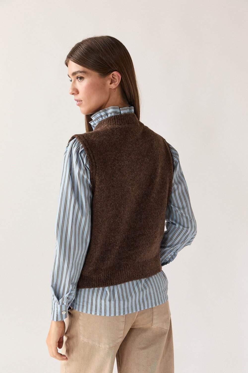 Vest punto básico marrón