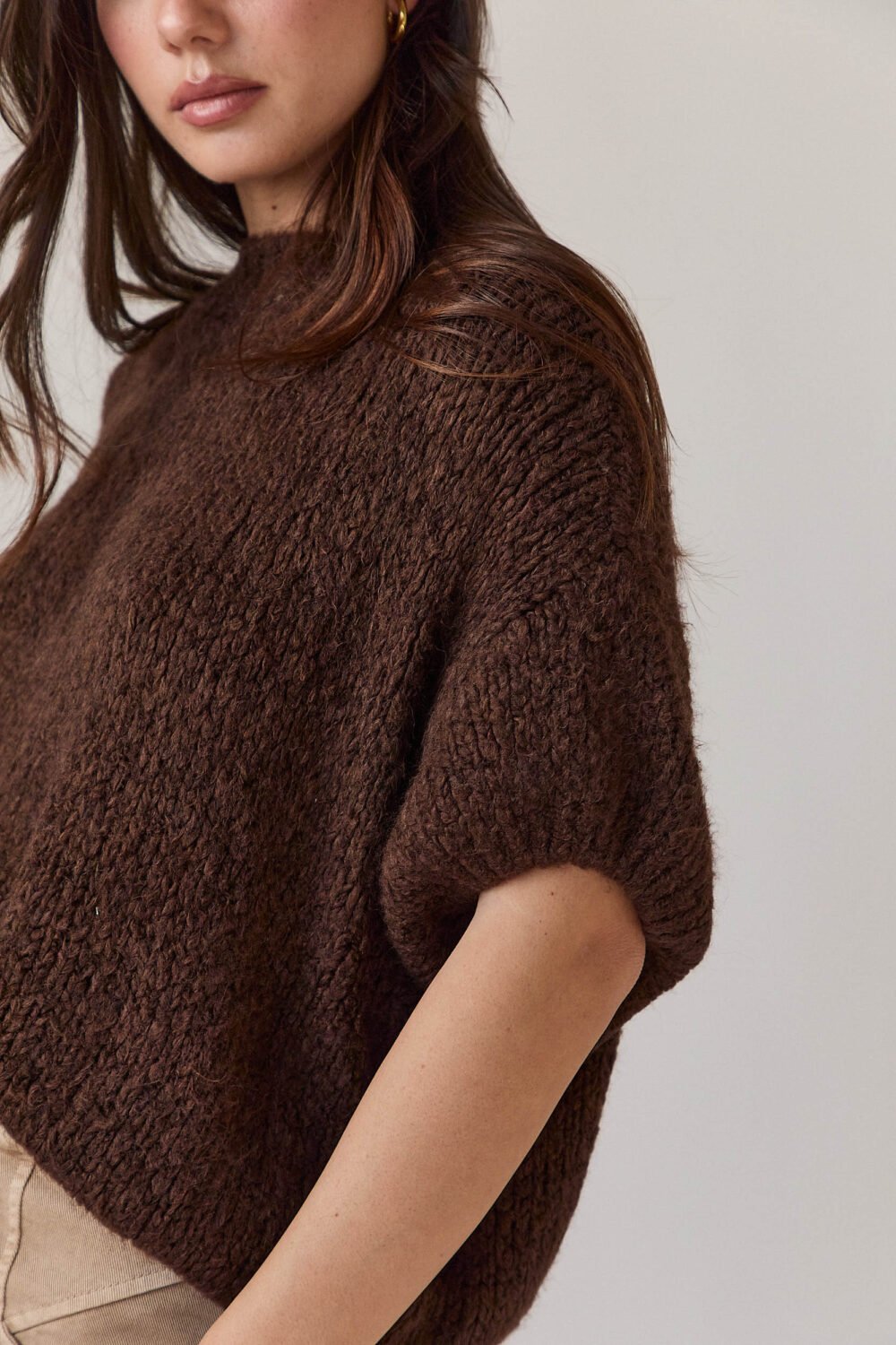 Jersey grueso manga corta marrón