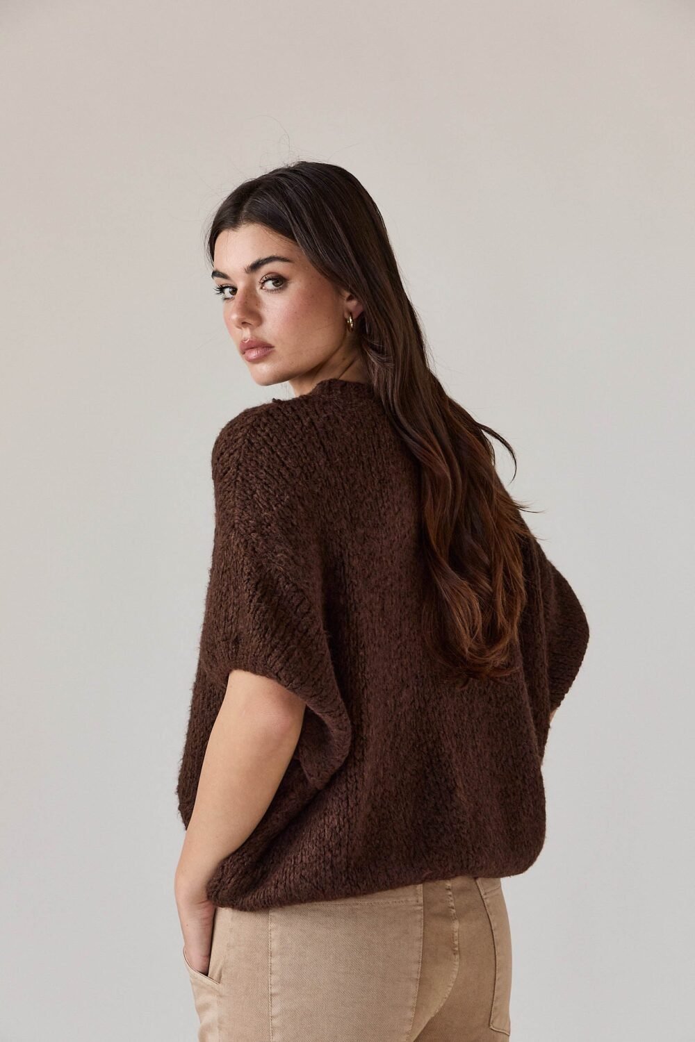 Jersey grueso manga corta marrón