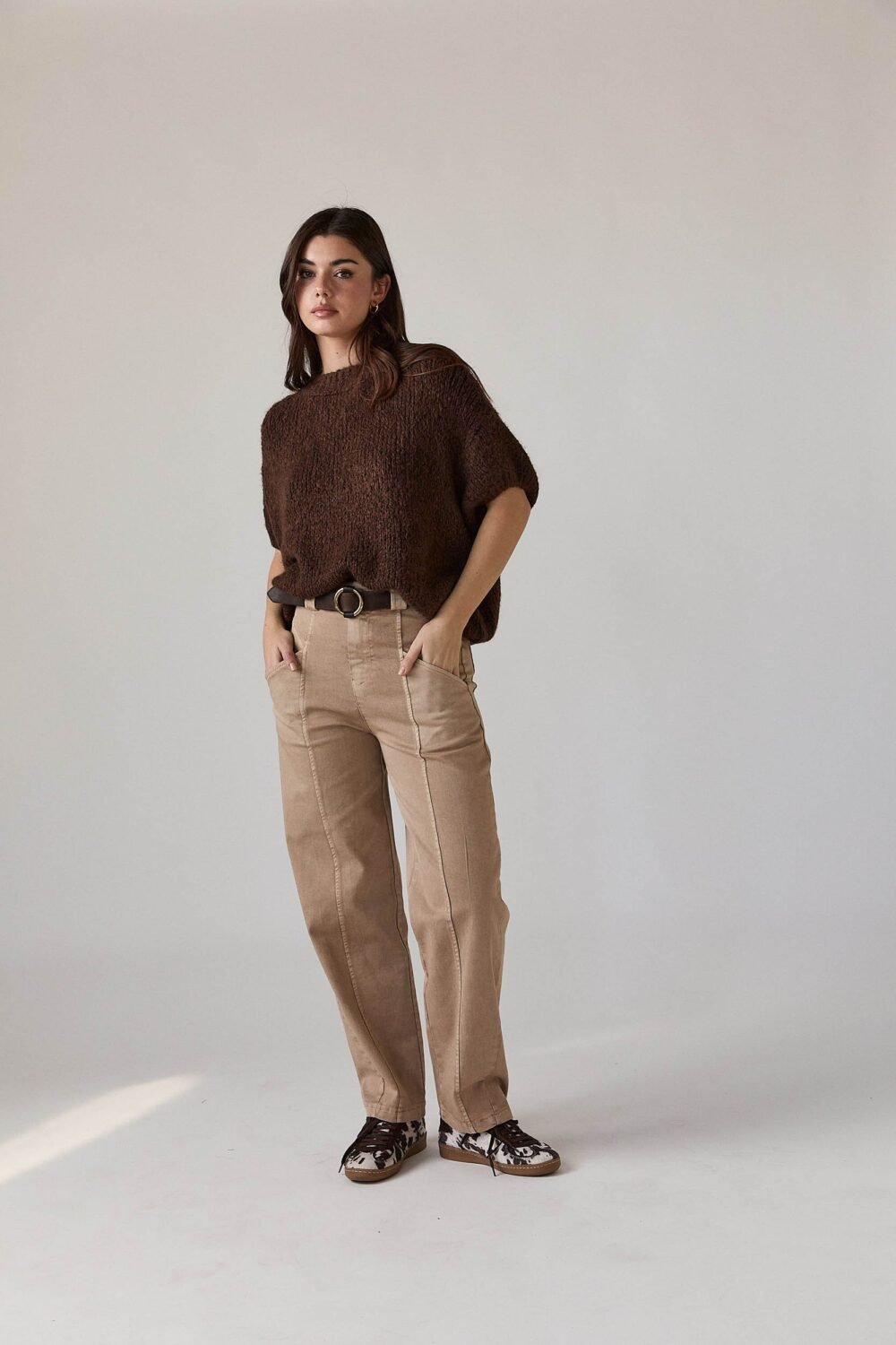 Jersey grueso manga corta marrón