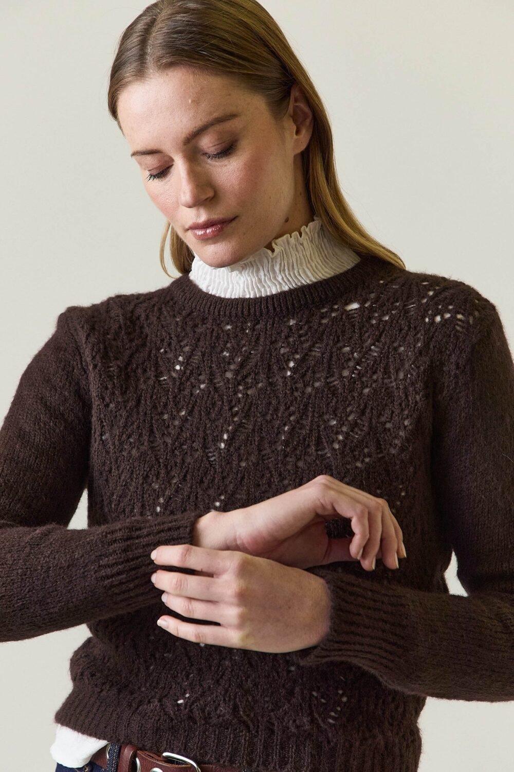 Jersey calado marrón chocolate