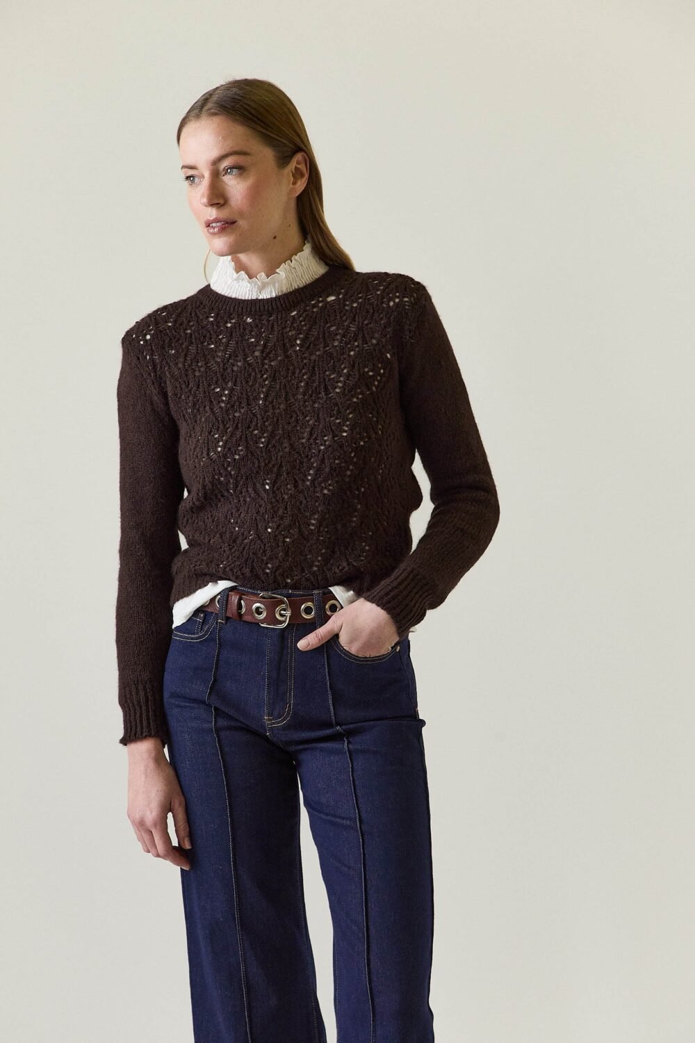 Jersey calado marrón chocolate