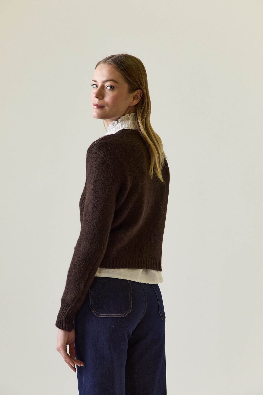 Jersey calado marrón chocolate