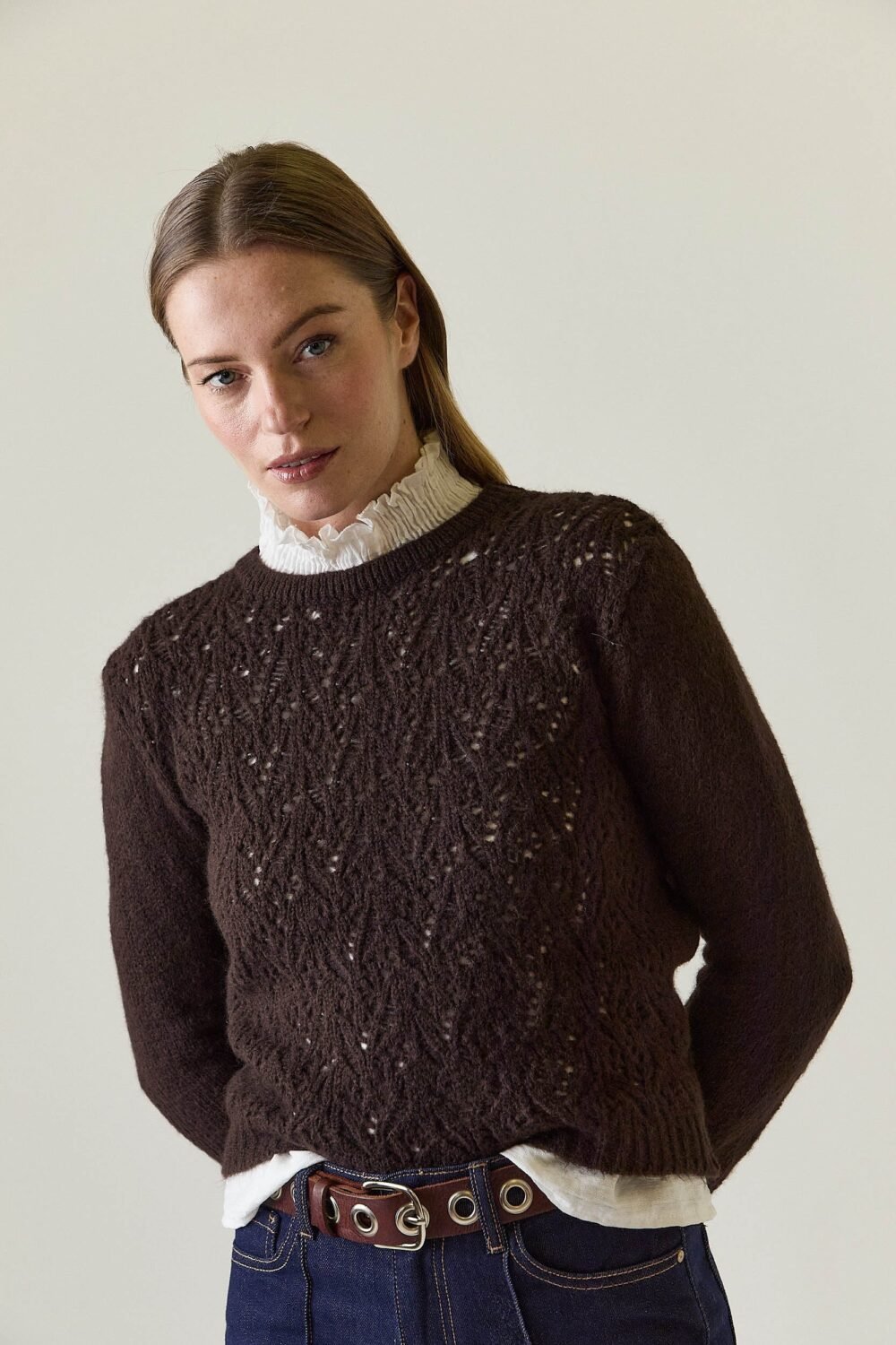 Jersey calado marrón chocolate