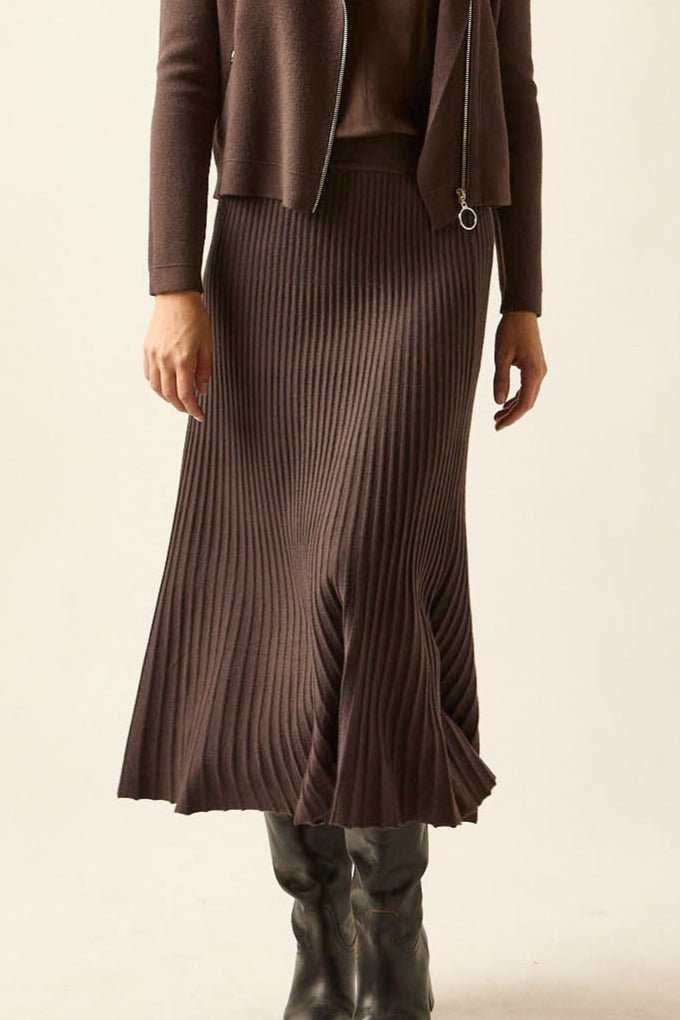 Falda midi punto marrón